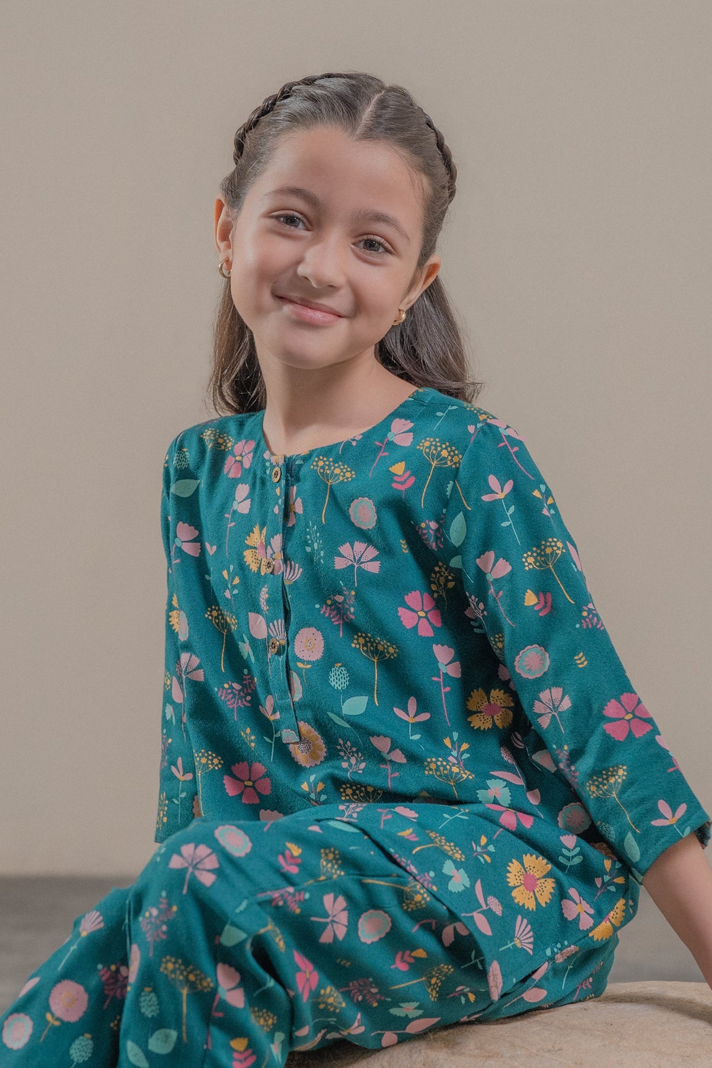 3 Piece Embroidered Raw Silk Suit