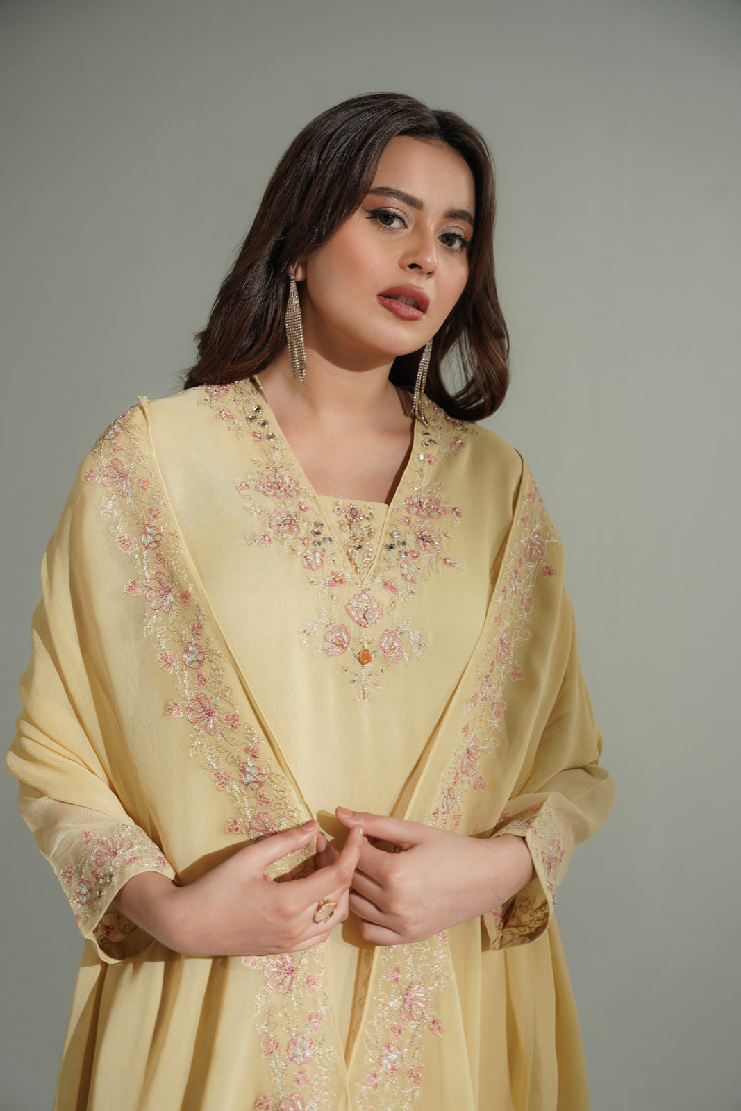 3 Piece Chiffon Embroidered Suit (FS0172)