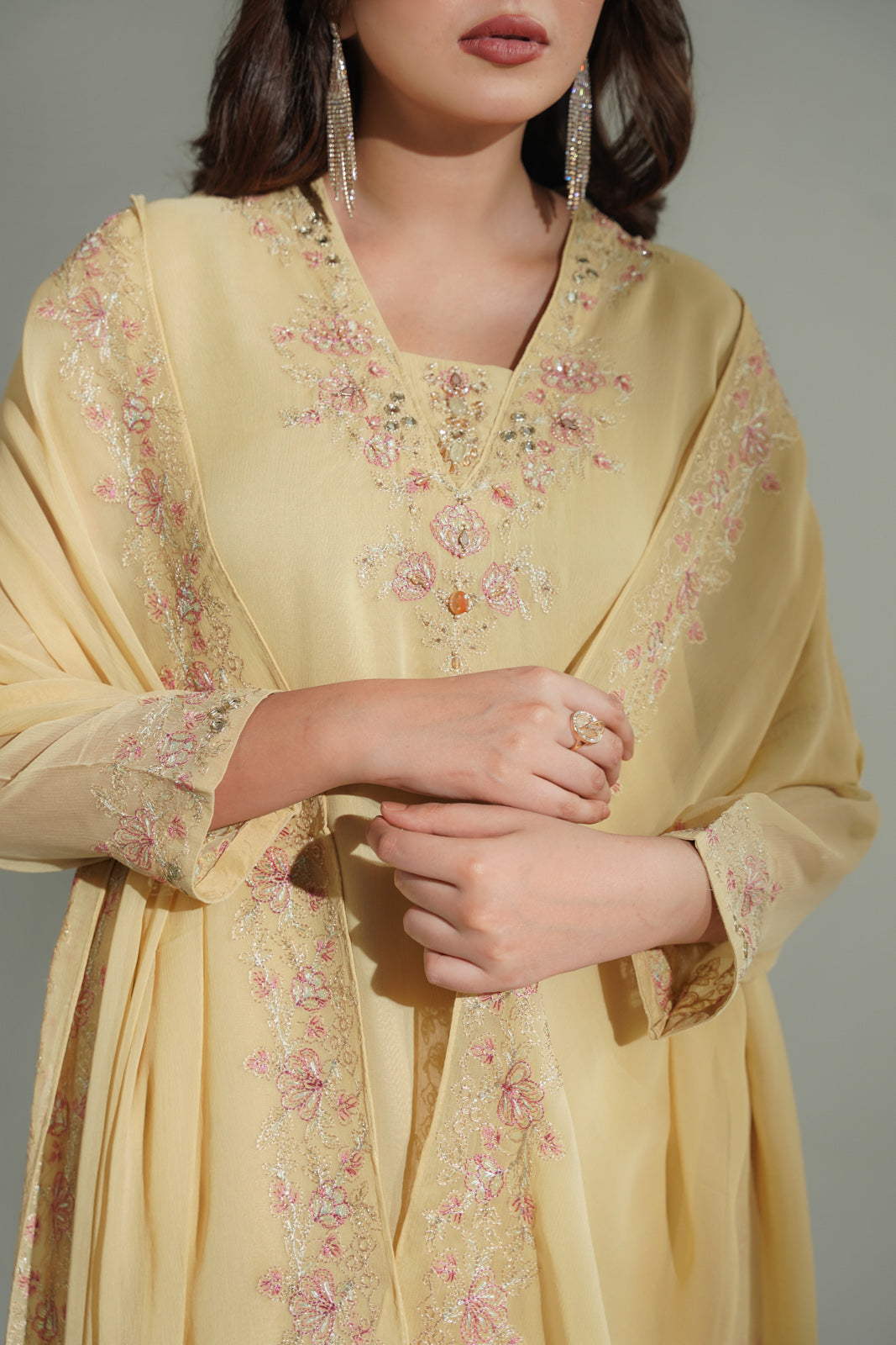 3 Piece Chiffon Embroidered Suit (FS0172)