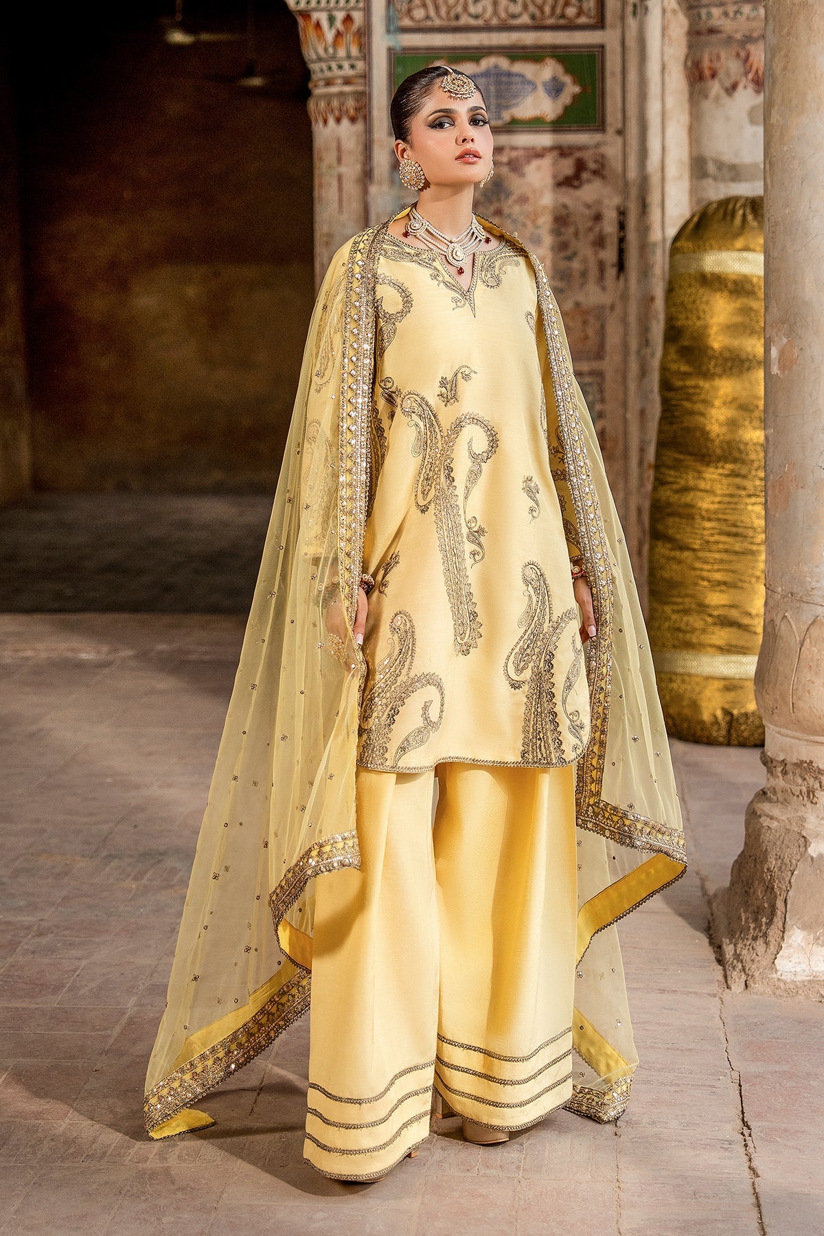 3-PC Embroidered Raw Silk CMA-6-414