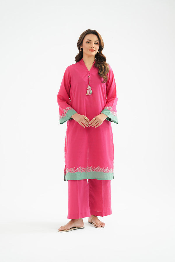 2 Piece Strip Cotton Embroidered Suit (CP0442)