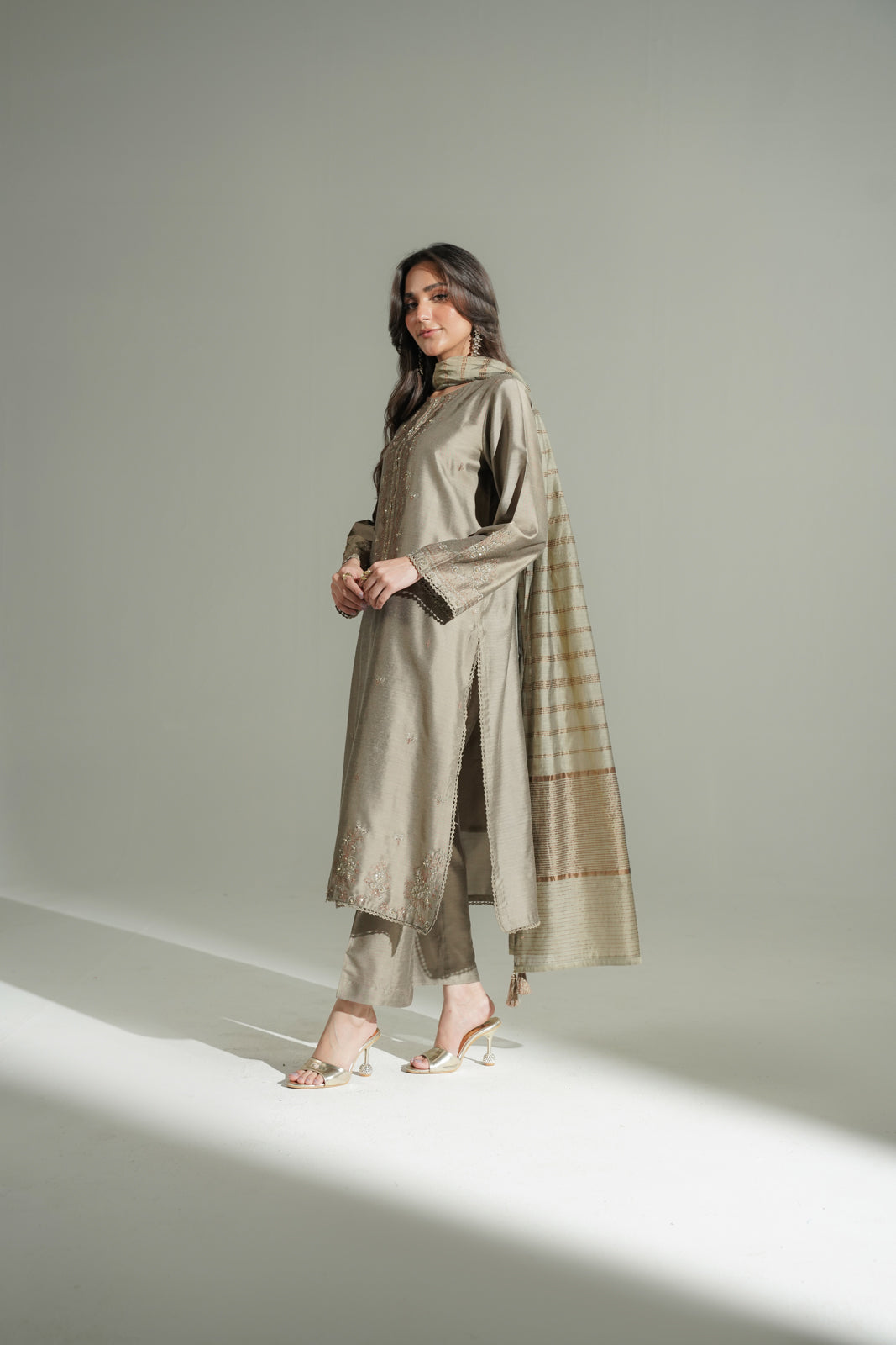 3 Piece Cotton Silk Embroidered Suit (FS0173)