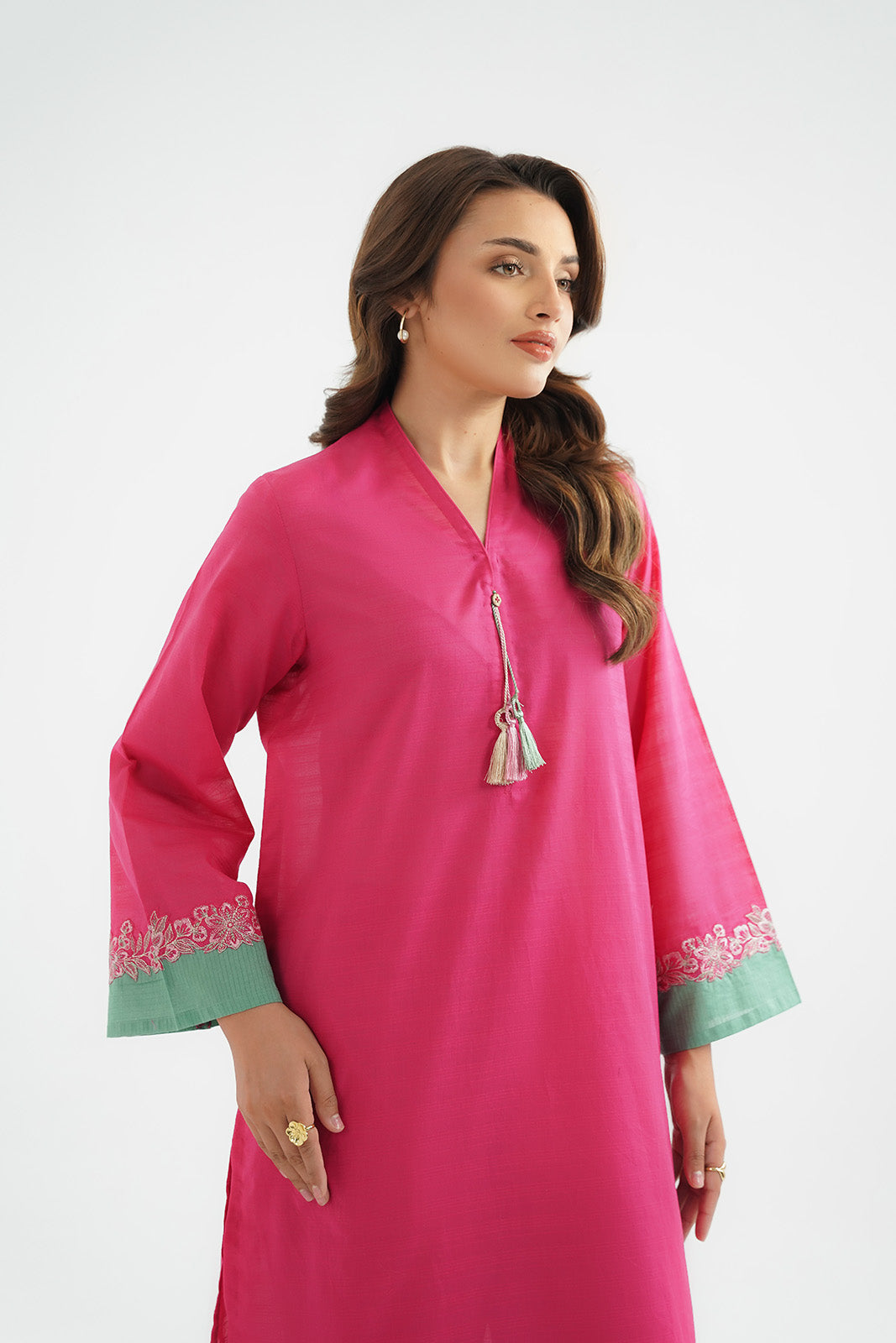 2 Piece Strip Cotton Embroidered Suit (CP0442)