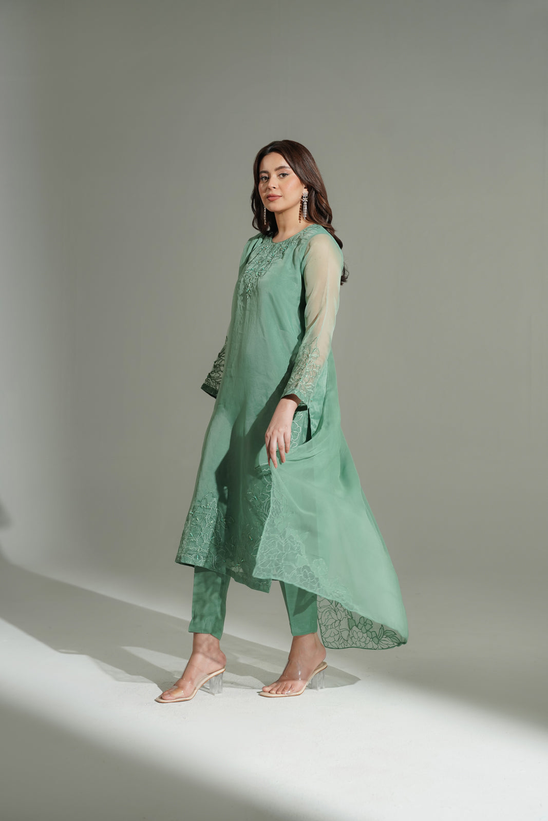 3 Piece Organza Embroidered Suit (FS0165)