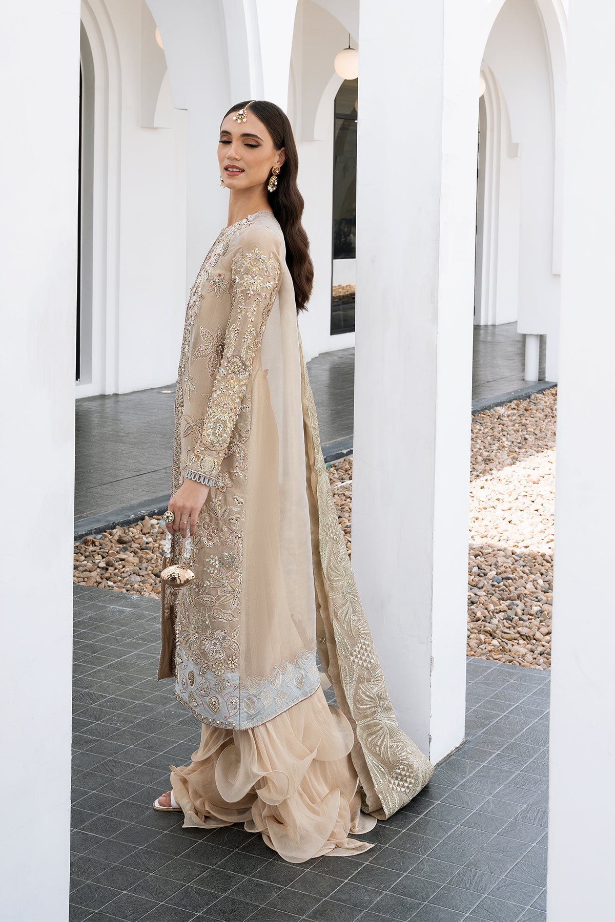 3 Piece Embroidered Raw Silk Suit