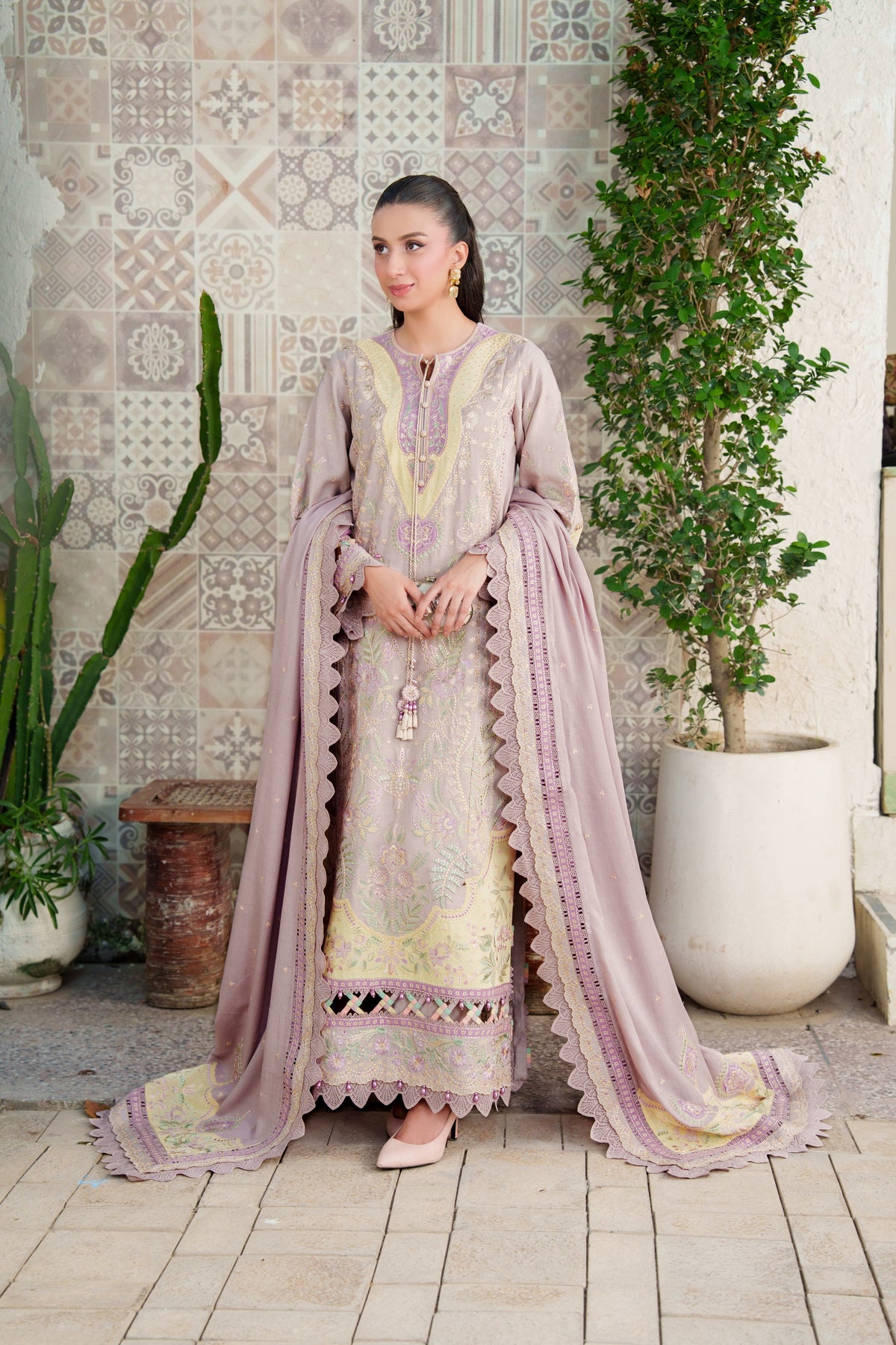 Aneelas Luxury Karandi Emb 3pc With Karandi Shawl [KR-26-08] [Dispatch Time 2 Month]