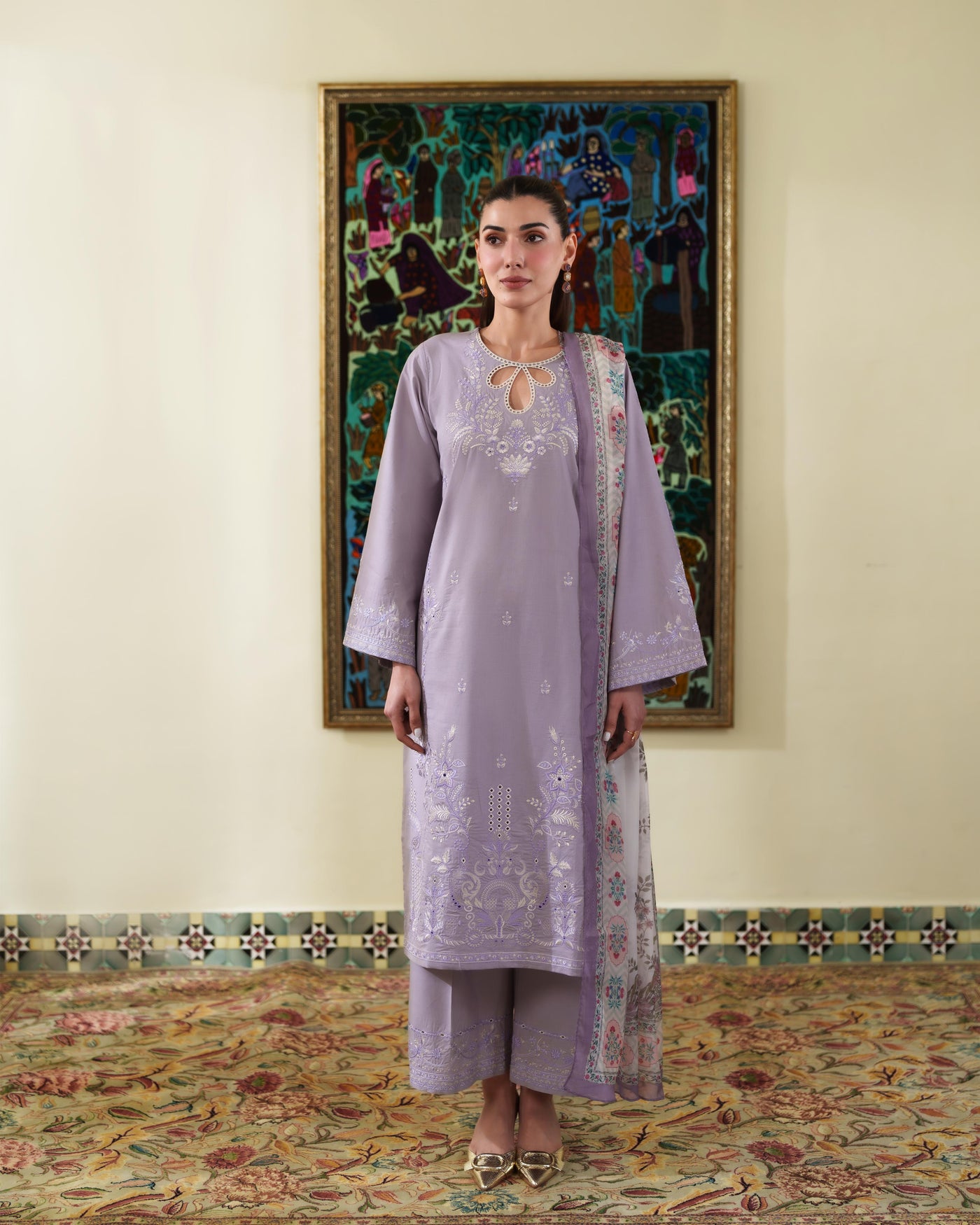 ALYRA LILAC LUXURY EMBROIDERED LAWN 3PCS SET