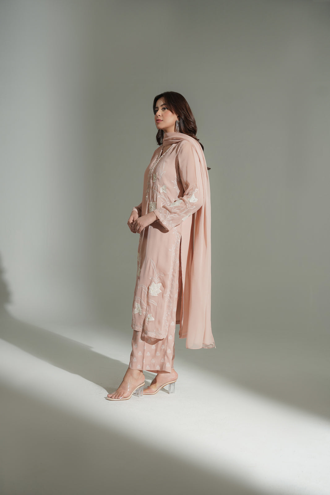 3 Piece Chiffon Embroidered Suit (FL0184)
