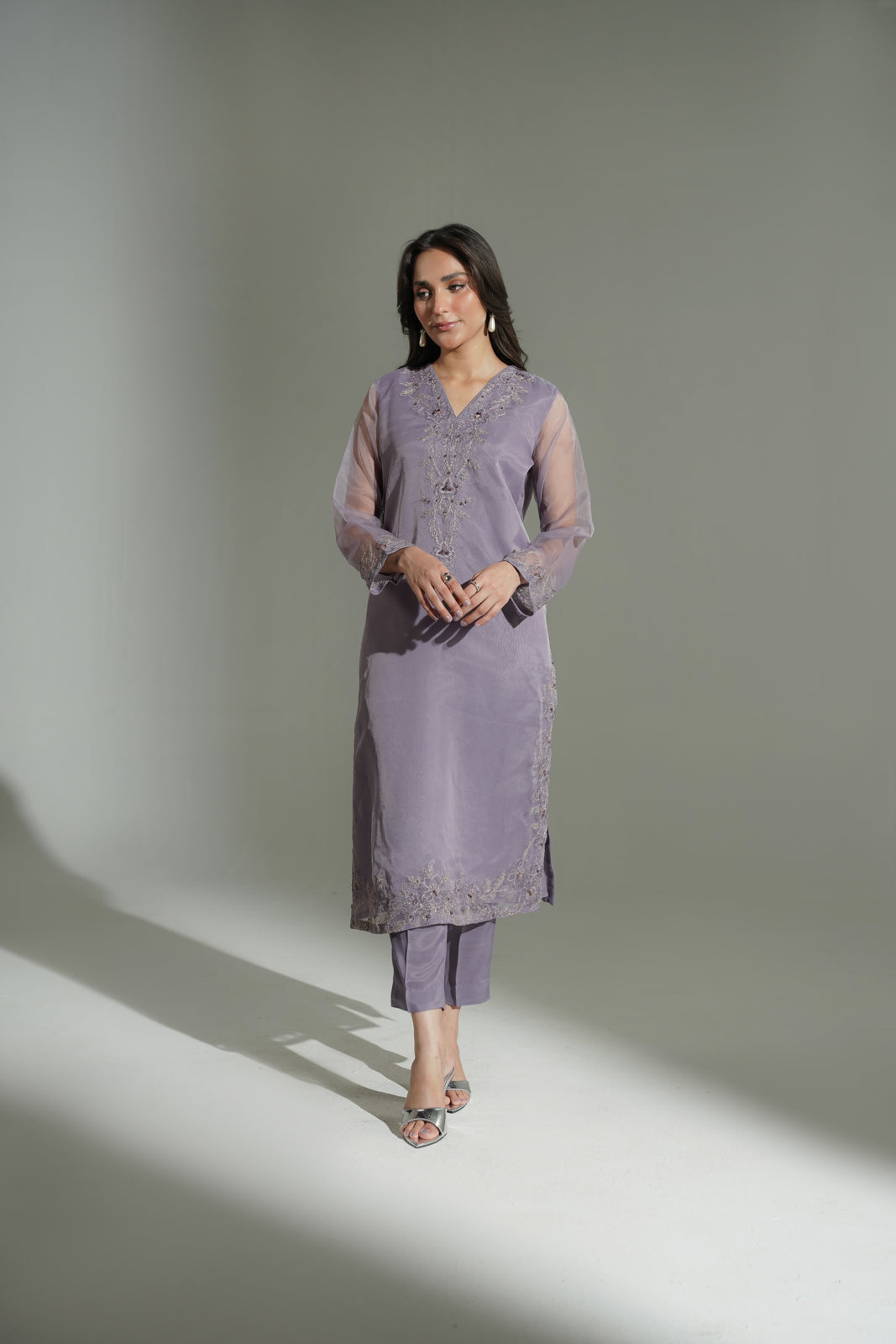 2 Piece Organza Embroidered Suit (FL0186)