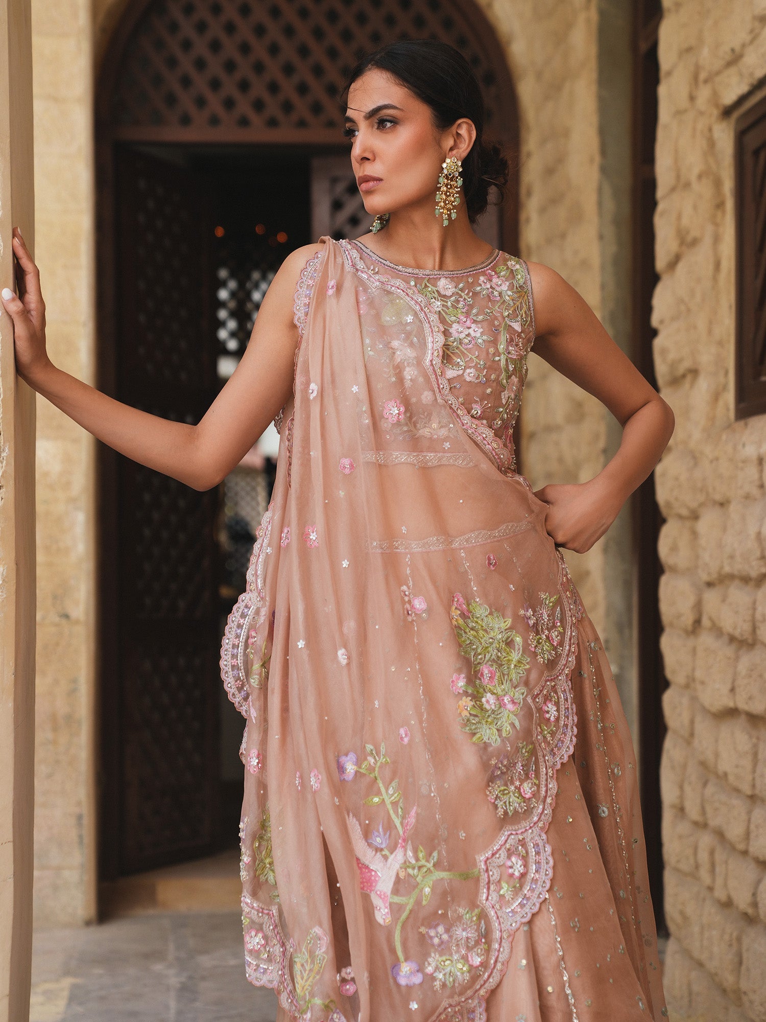 BLOUSE, LEHENGA & DRAPED DUPATTA