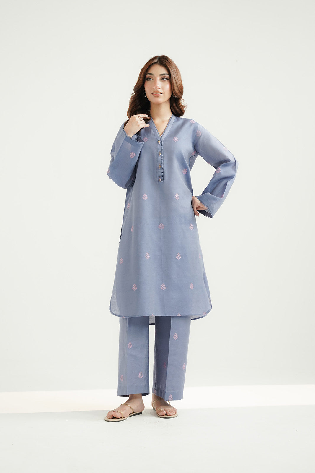 2 Piece Cotton Silk Solid Suit (CS0504)