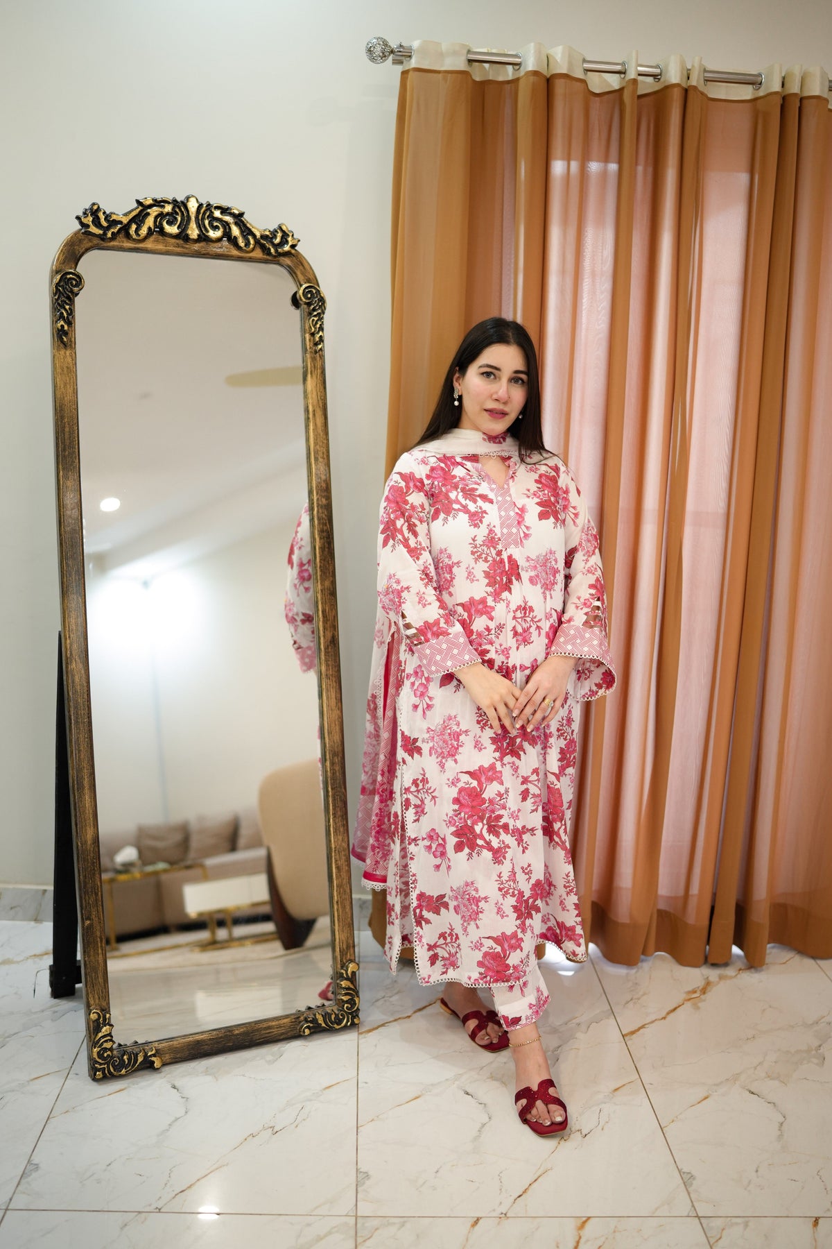 Aneelas ONLY Print Lawn Chiffon Duppata 3pc [SPR-26-10] [Dispatch Time 2 Months]