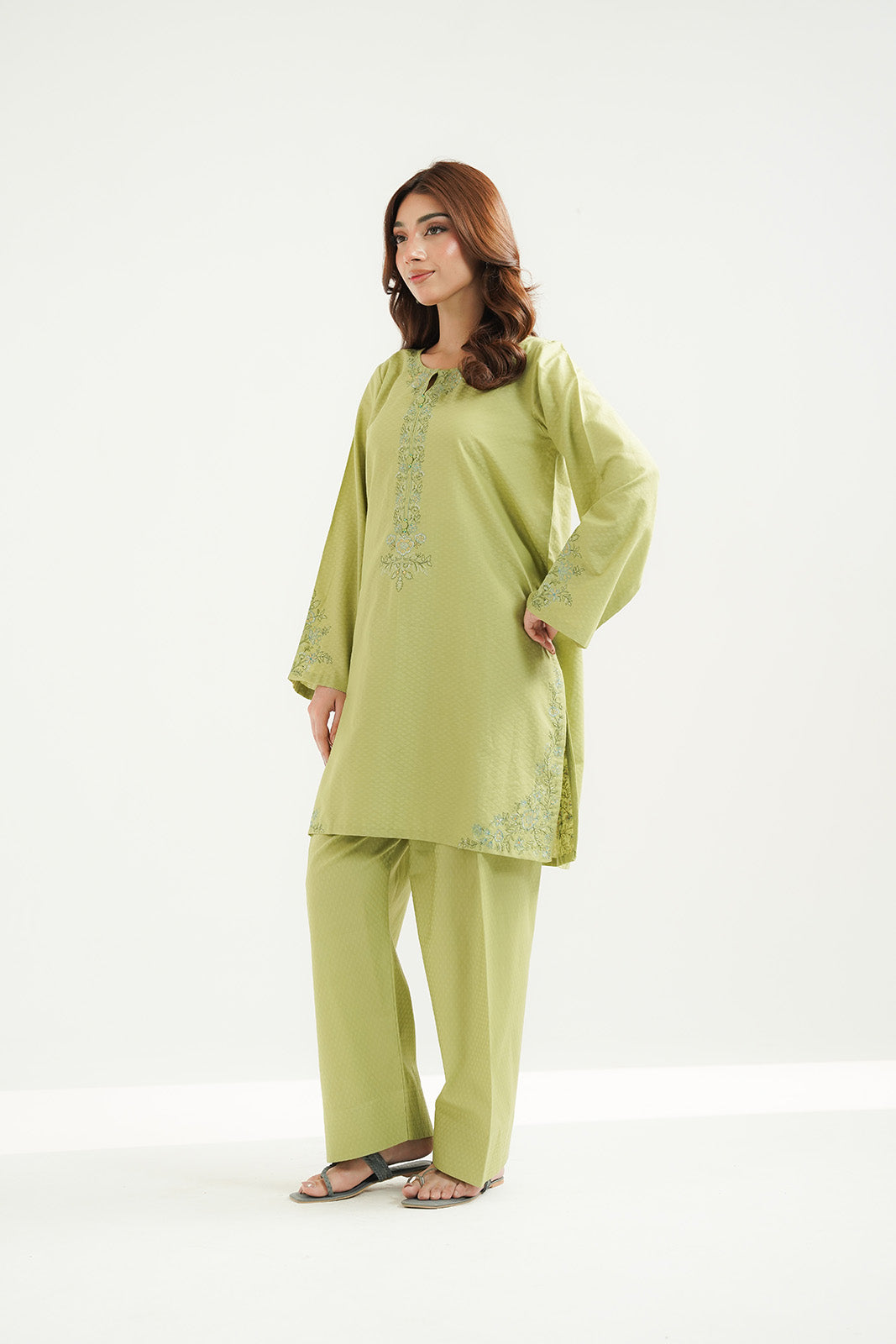 2 Piece Self Jacquard Embroidered Suit (CS0522)