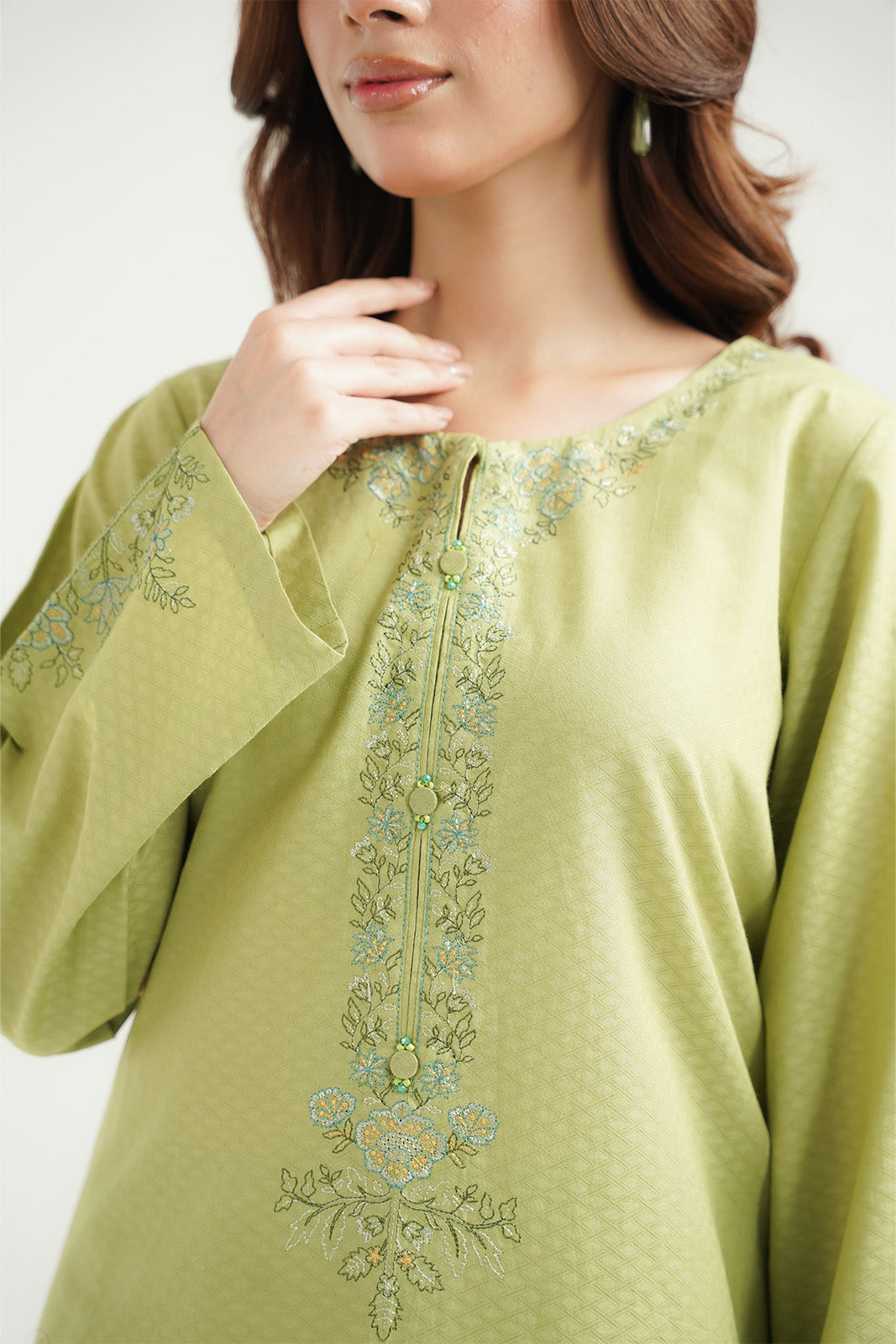 2 Piece Self Jacquard Embroidered Suit (CS0522)