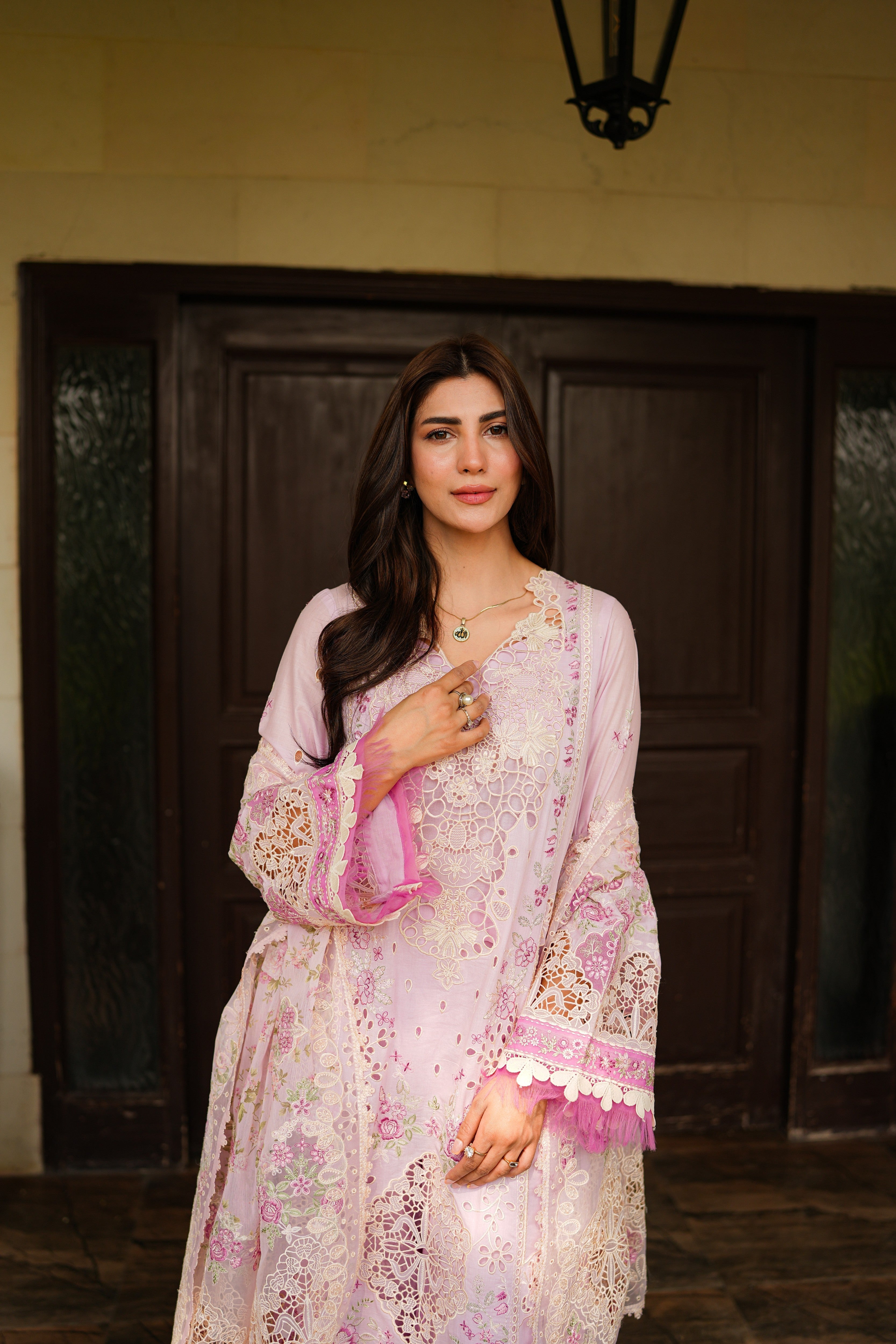 Aneelas Stiched Signature Luxury Lawn Emb Shirt Trouser With Emb Chiffon Duppata 3pc [LUX-26-13] [Dispatch Time 2 Months]