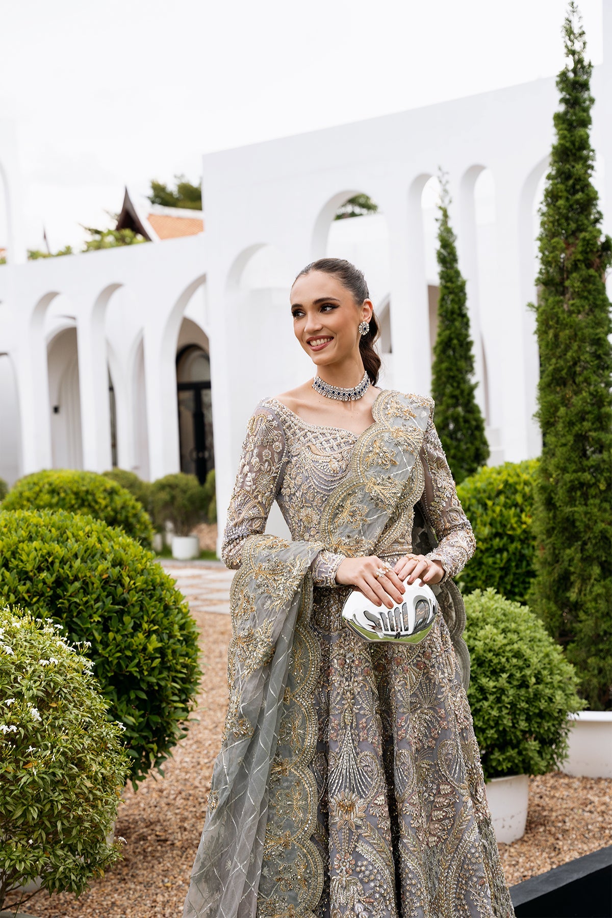 3 Piece Embroidered Tissue Silk Suit