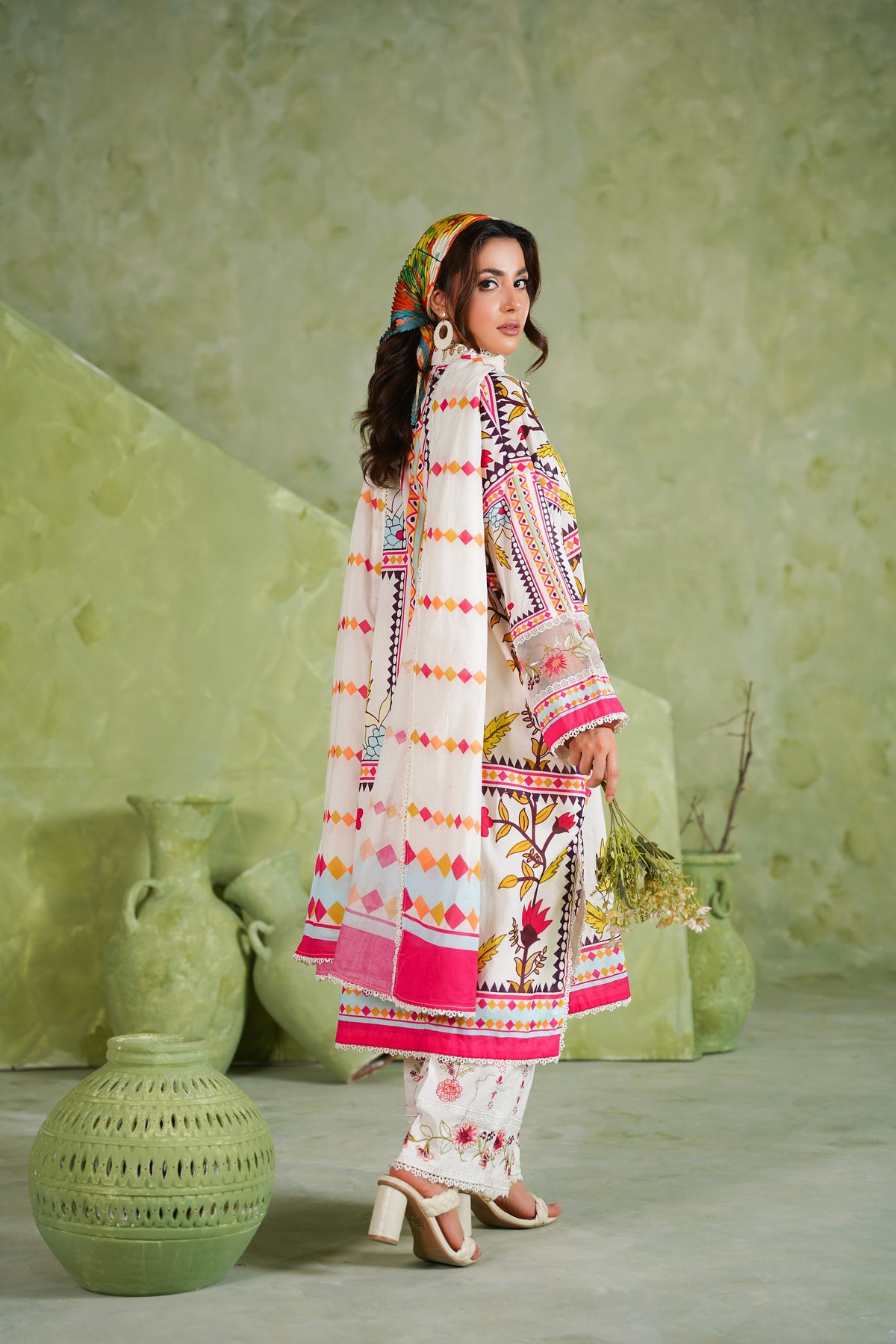 Aneelas Loose Fit Print Emb Lawn 3pc Lawn Duppata [SPR-26-77-A] [Dispatch Time 2 Months]
