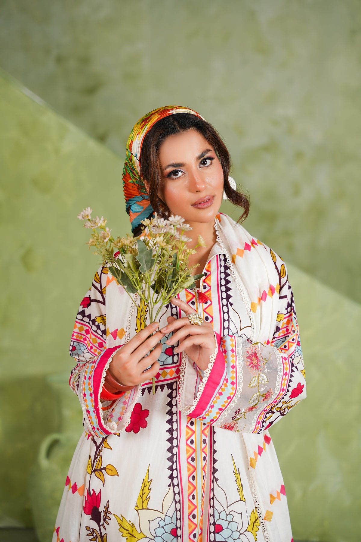 Aneelas Loose Fit Print Emb Lawn 3pc Lawn Duppata [SPR-26-77-A] [Dispatch Time 2 Months]