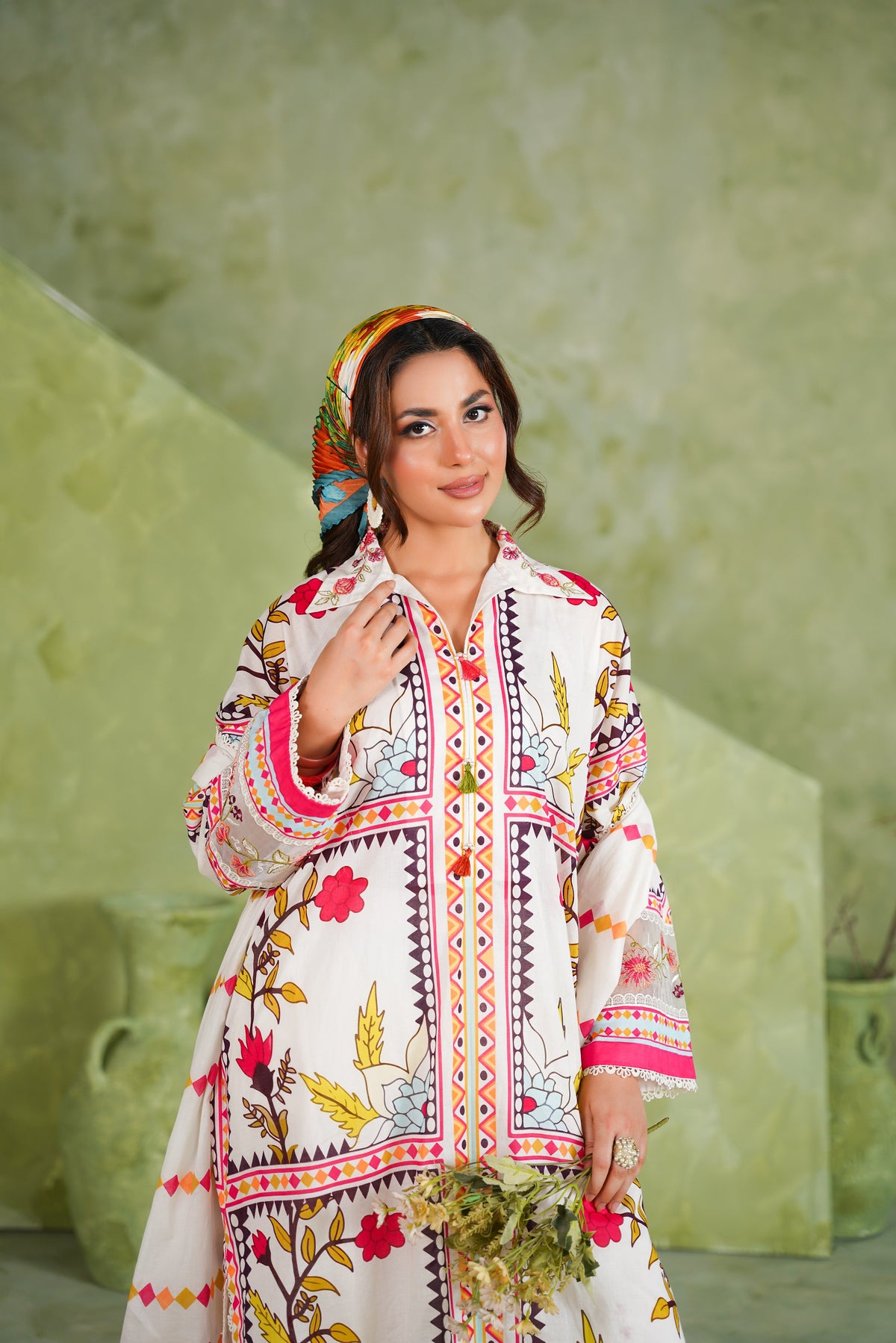 Aneelas Loose Fit Print Emb Lawn 3pc Lawn Duppata [SPR-26-77-A] [Dispatch Time 2 Months]