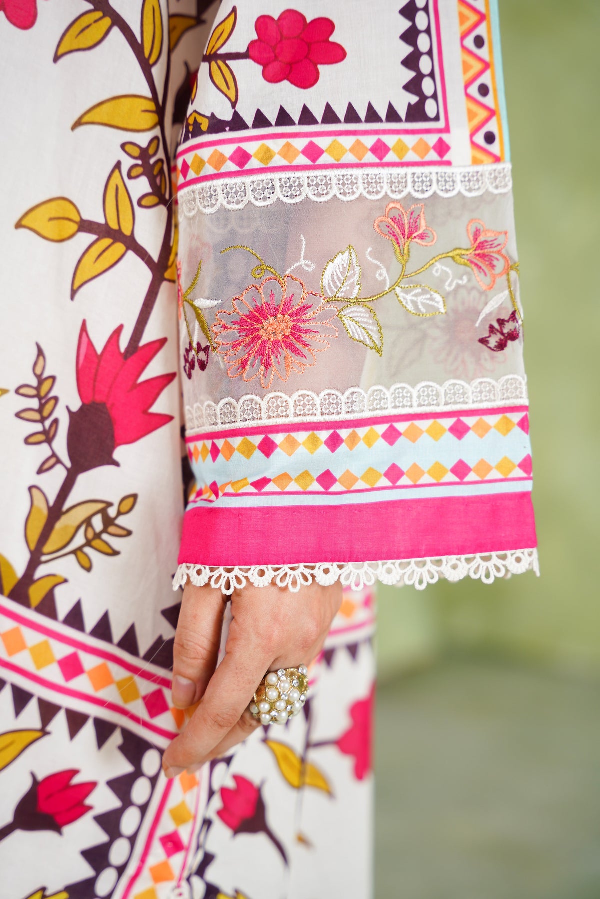 Aneelas Loose Fit Print Emb Lawn 3pc Lawn Duppata [SPR-26-77-A] [Dispatch Time 2 Months]