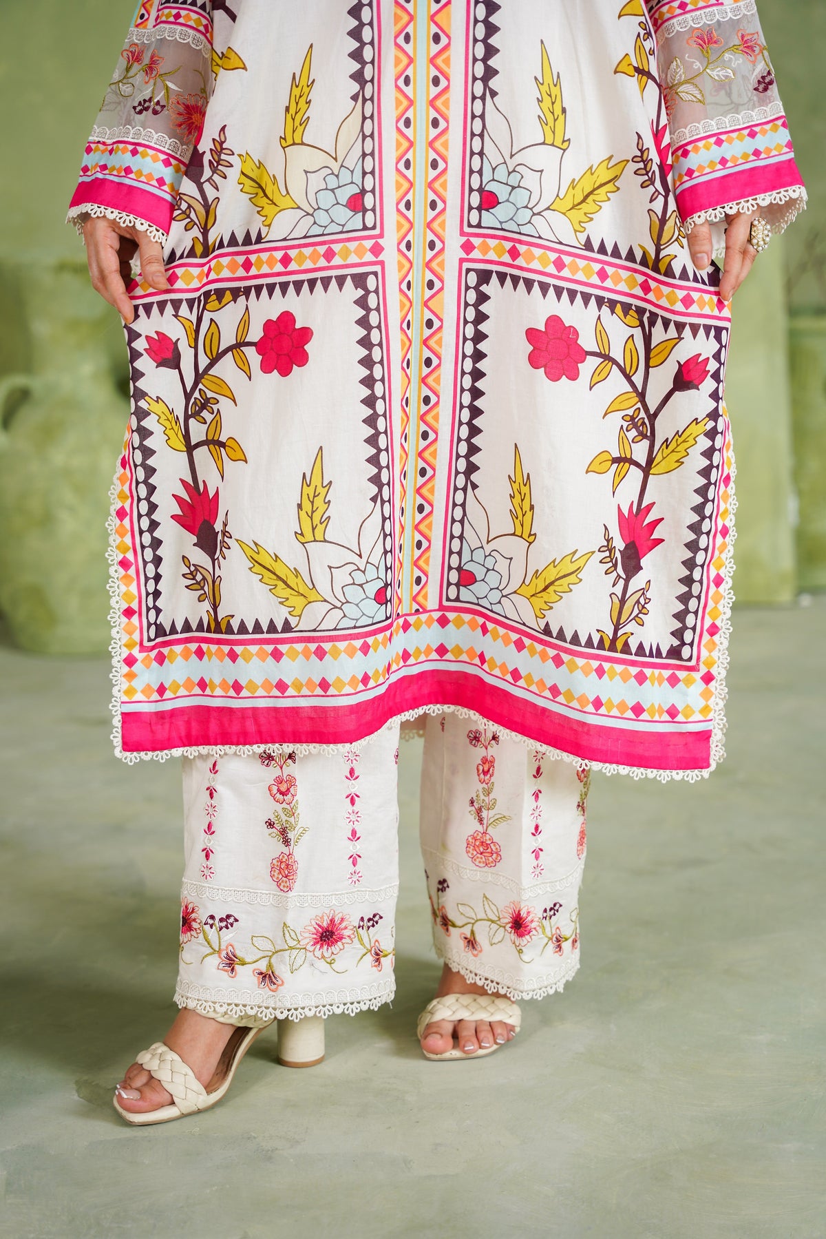 Aneelas Loose Fit Print Emb Lawn 3pc Lawn Duppata [SPR-26-77-A] [Dispatch Time 2 Months]