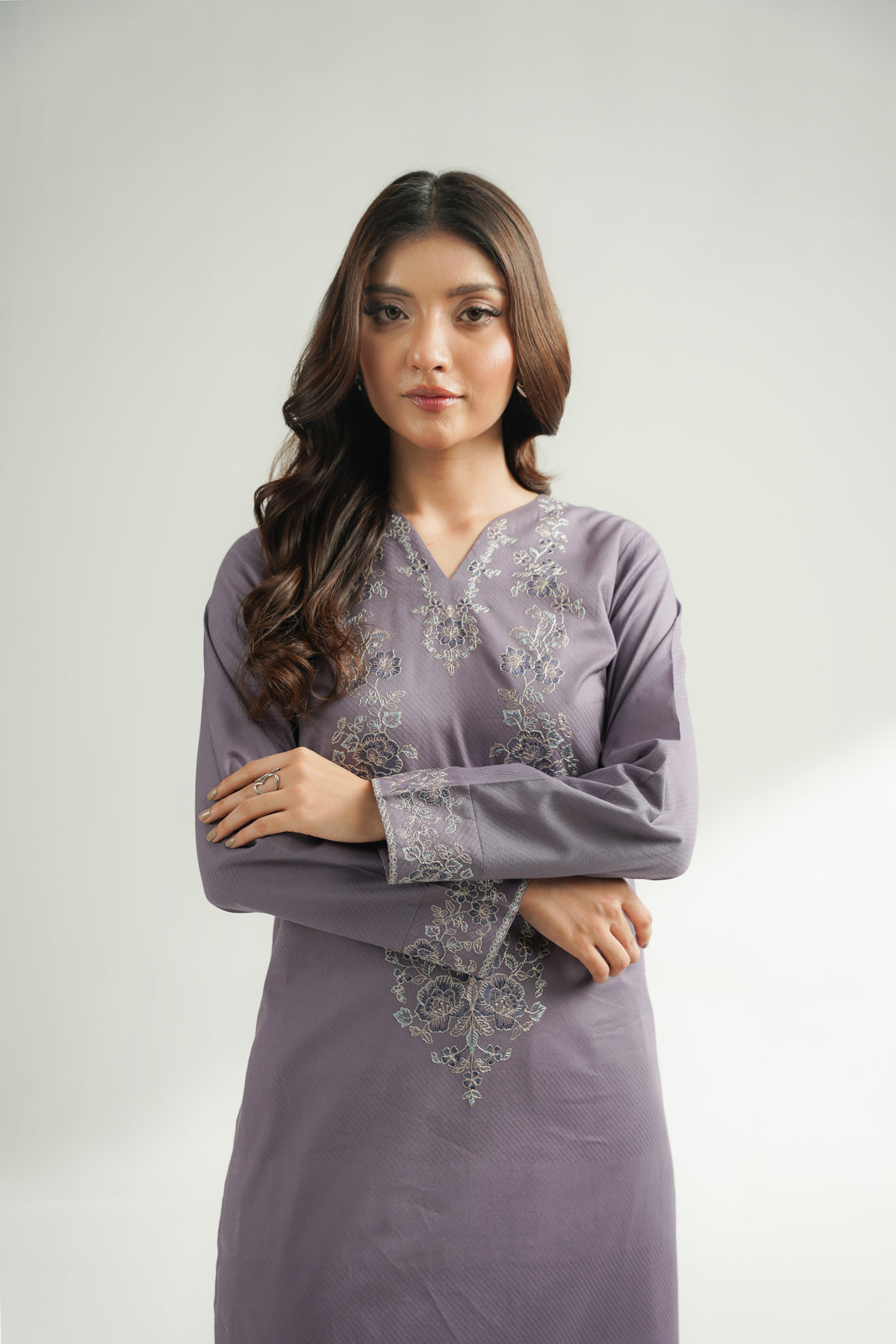 2 Piece Self Jacquard Embroidered Suit (CS0587)