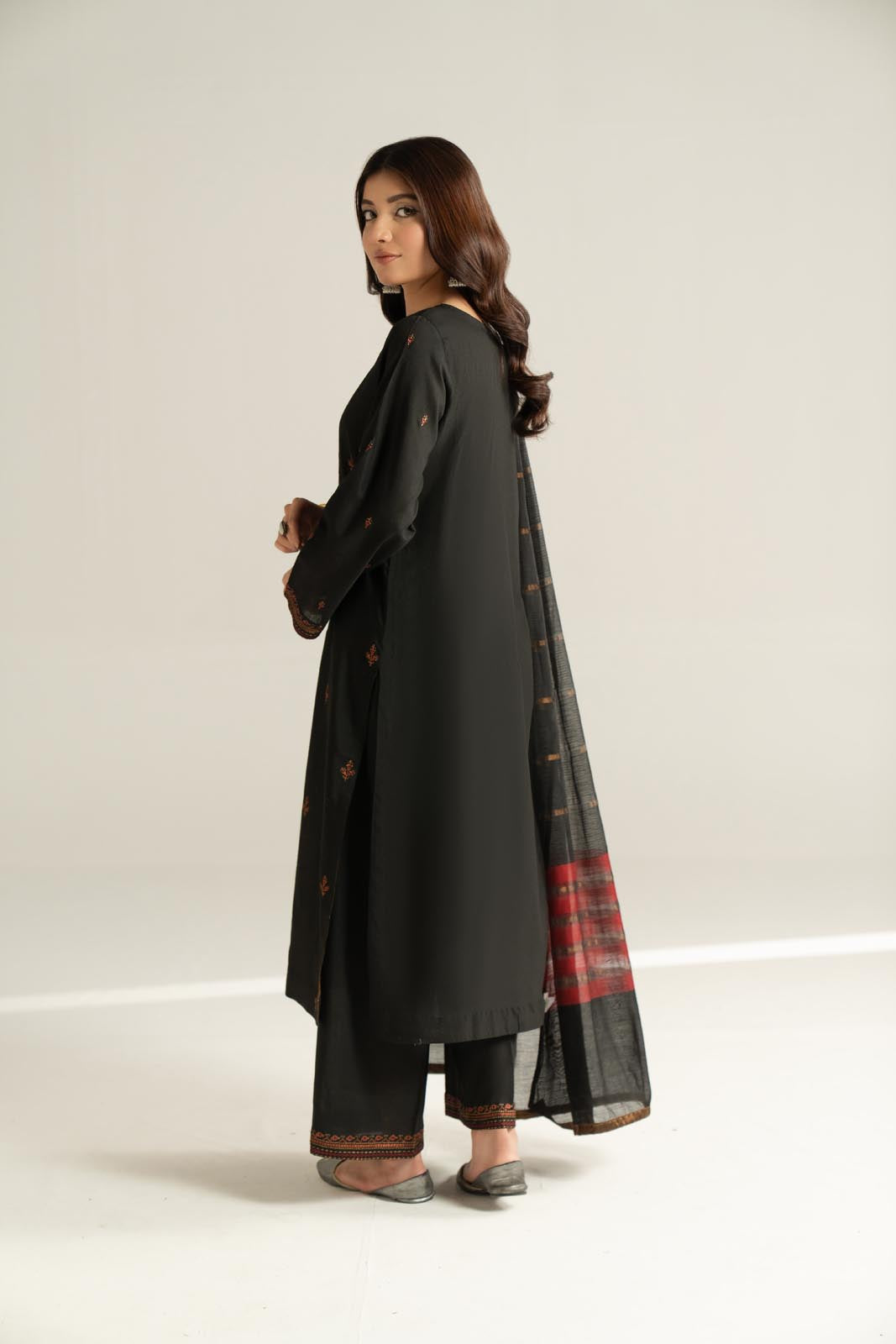 3 Piece Cotton Silk Embroidered Suit (CS0538)