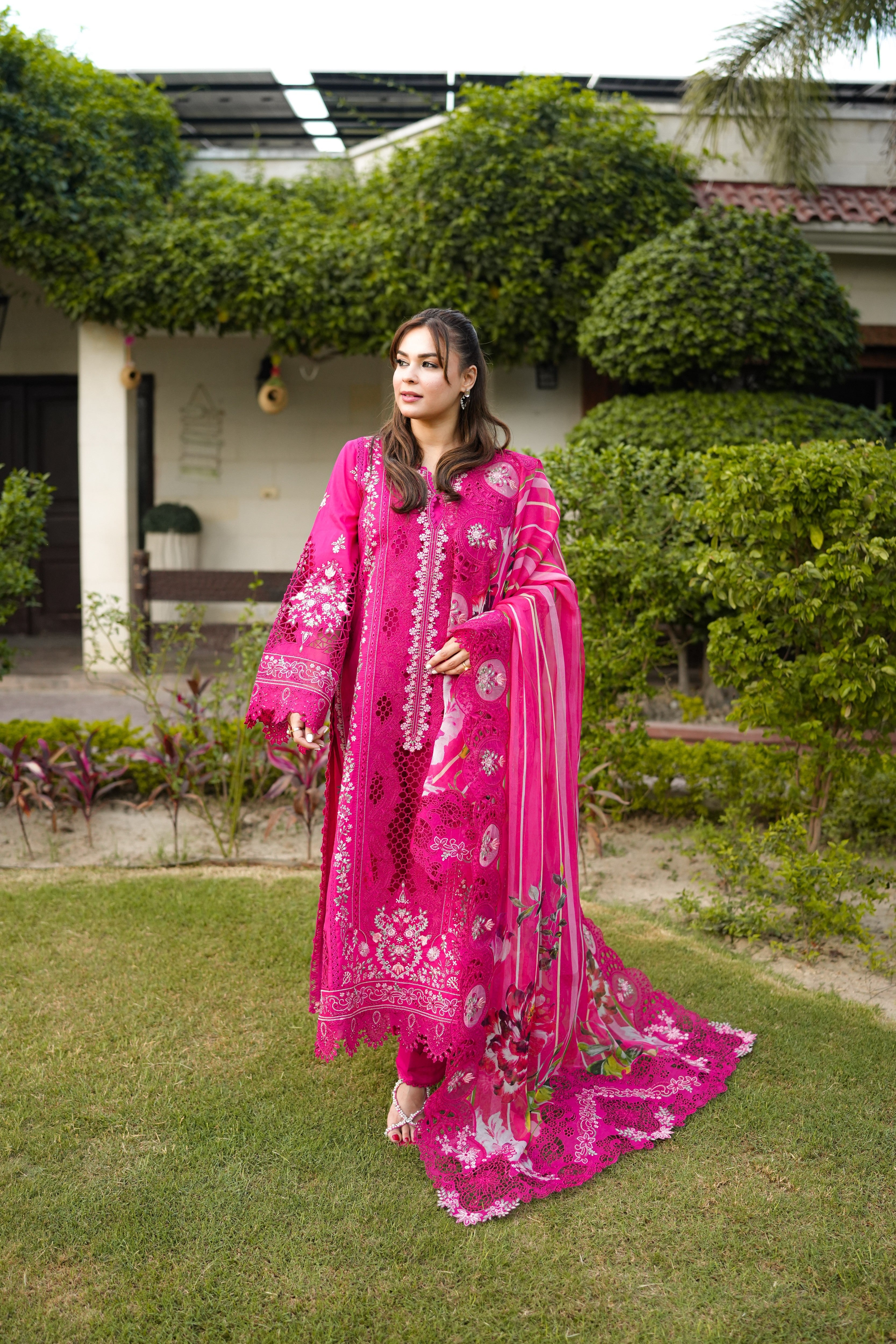 Aneelas Signature Luxury Lawn Emb 3pc Print Emb Duppata [LUX-26-42] [Dispatch Time 2.5 Months]