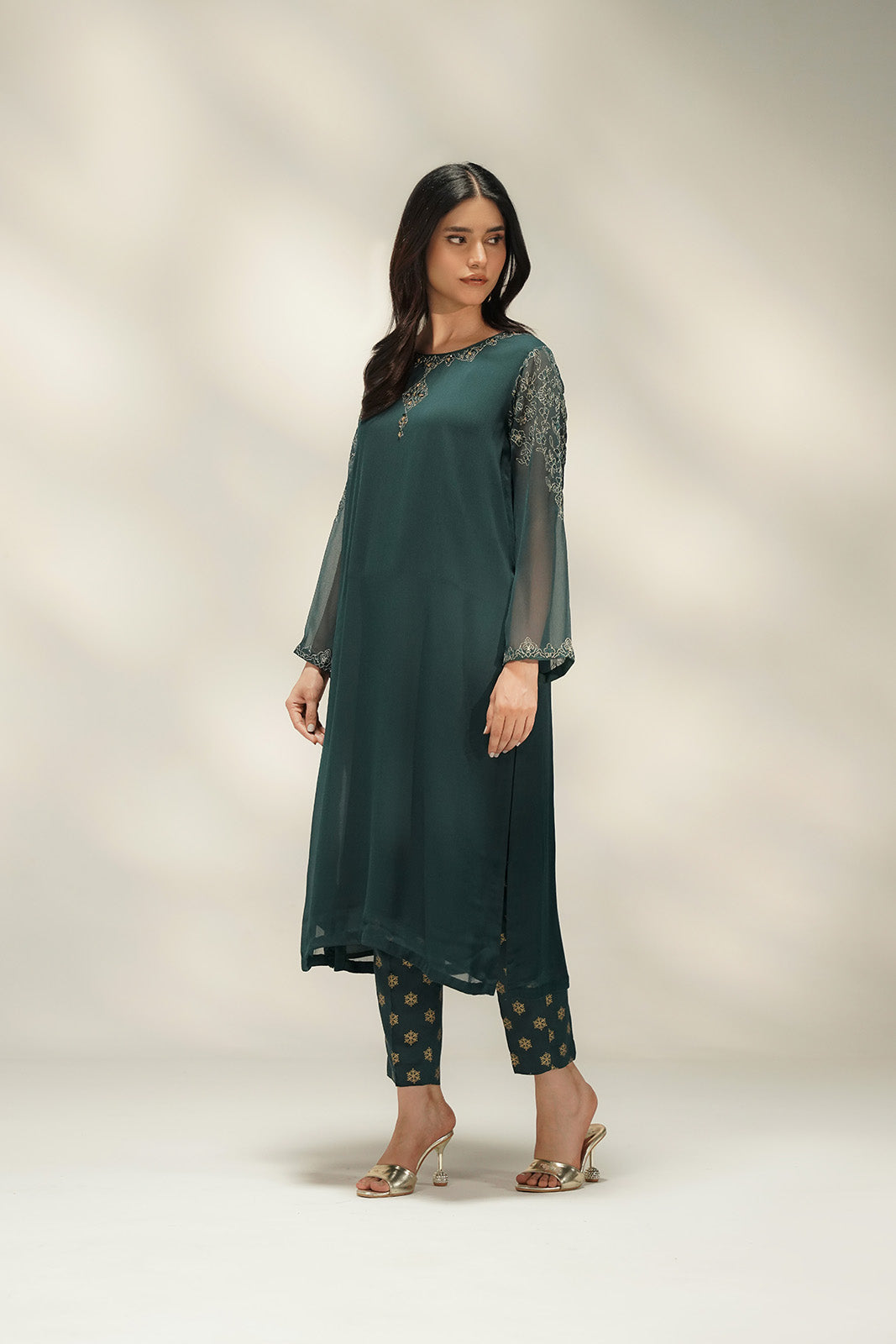2 Piece Chiffon Embroidered Suit (FS0211)