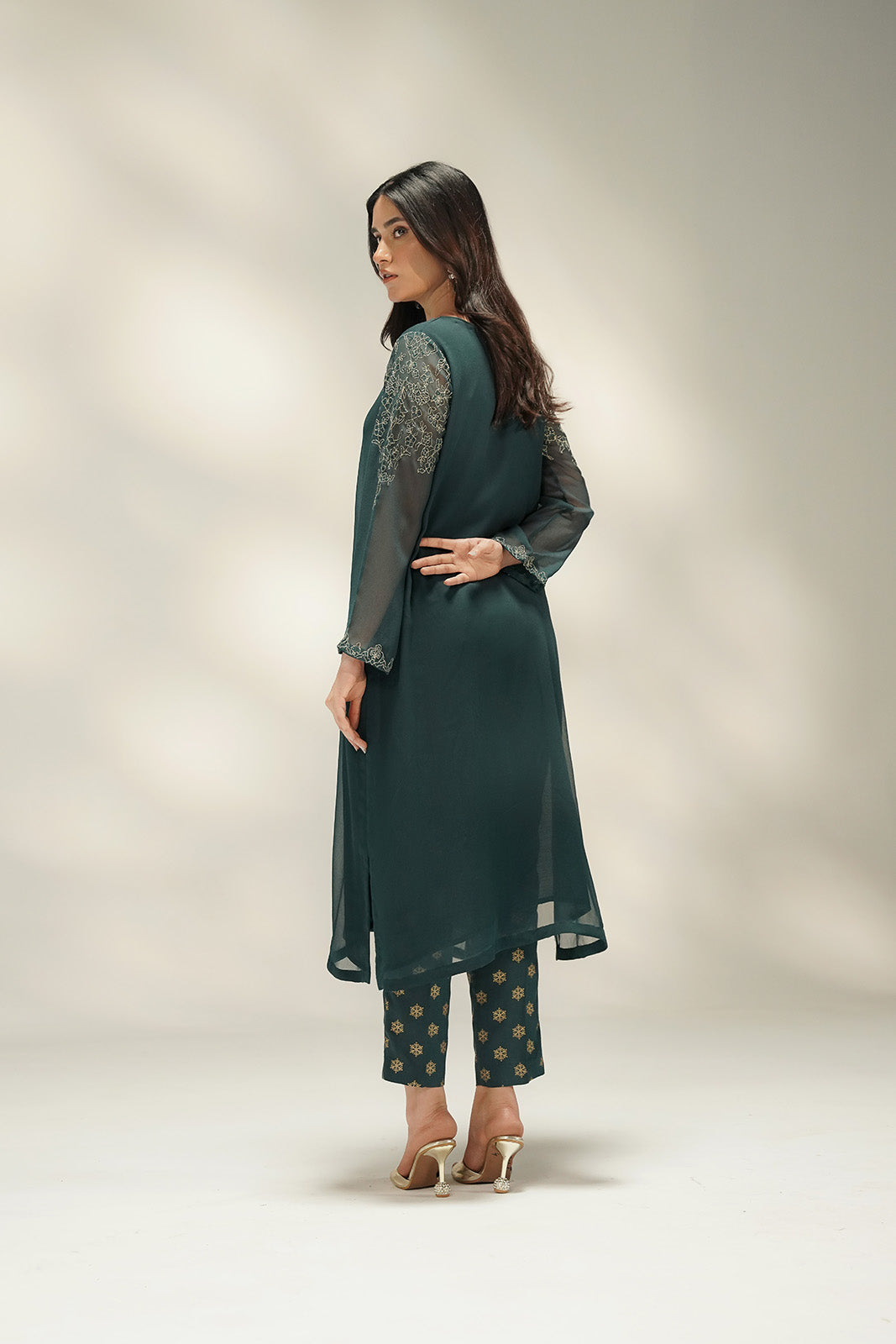2 Piece Chiffon Embroidered Suit (FS0211)