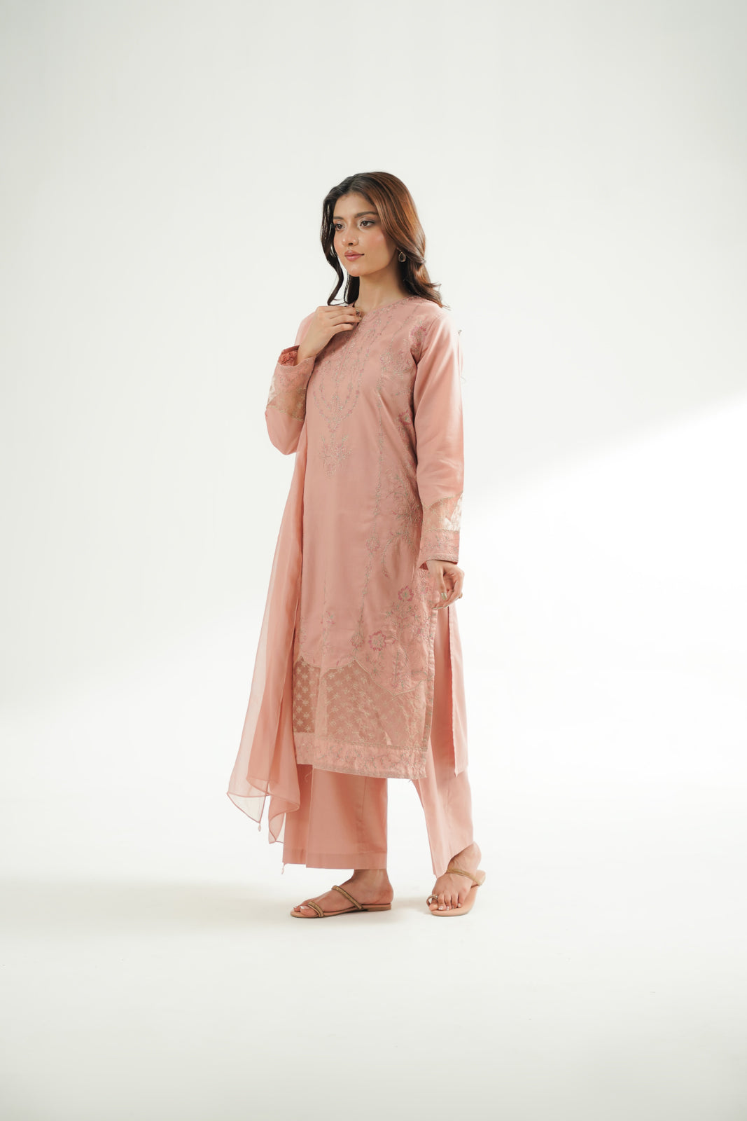 3 Piece Cotton Jacquard Embroidered Suit (CS0576)