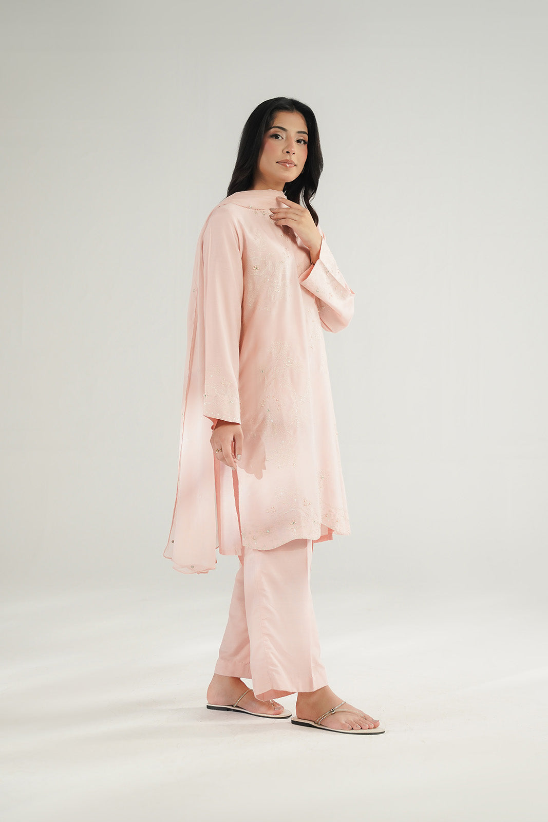 3 Piece Cotton Silk Embroidered Suit (CS0673)