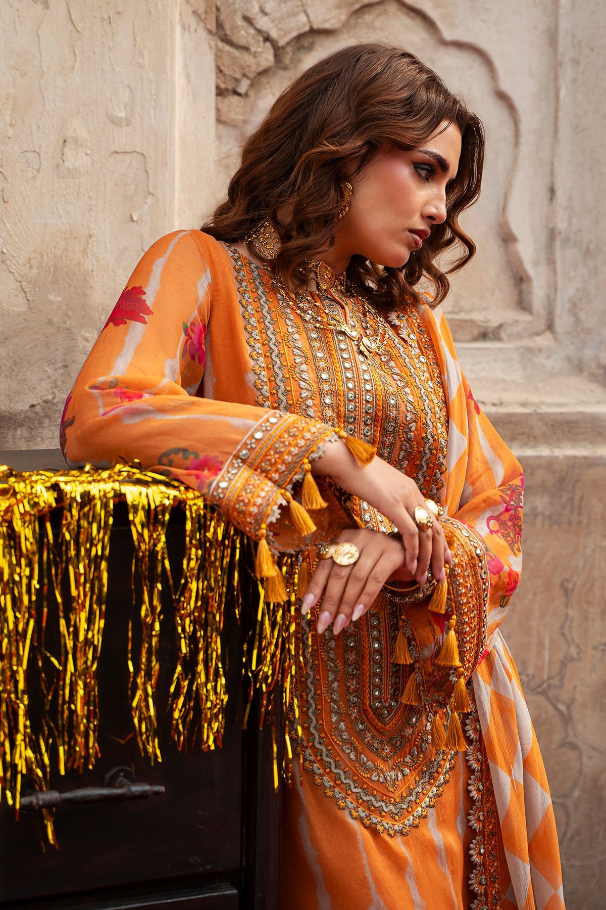 3-pc Unstitched Embroidered Printed Chiffon Collection VSL6-08