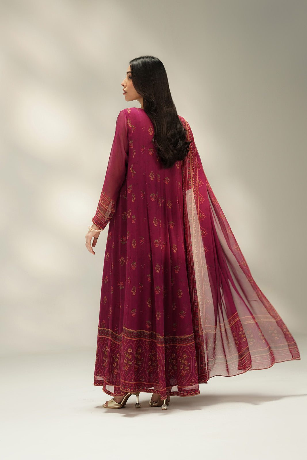 2 Piece Printed Chiffon Embroidered Suit (FS0136)