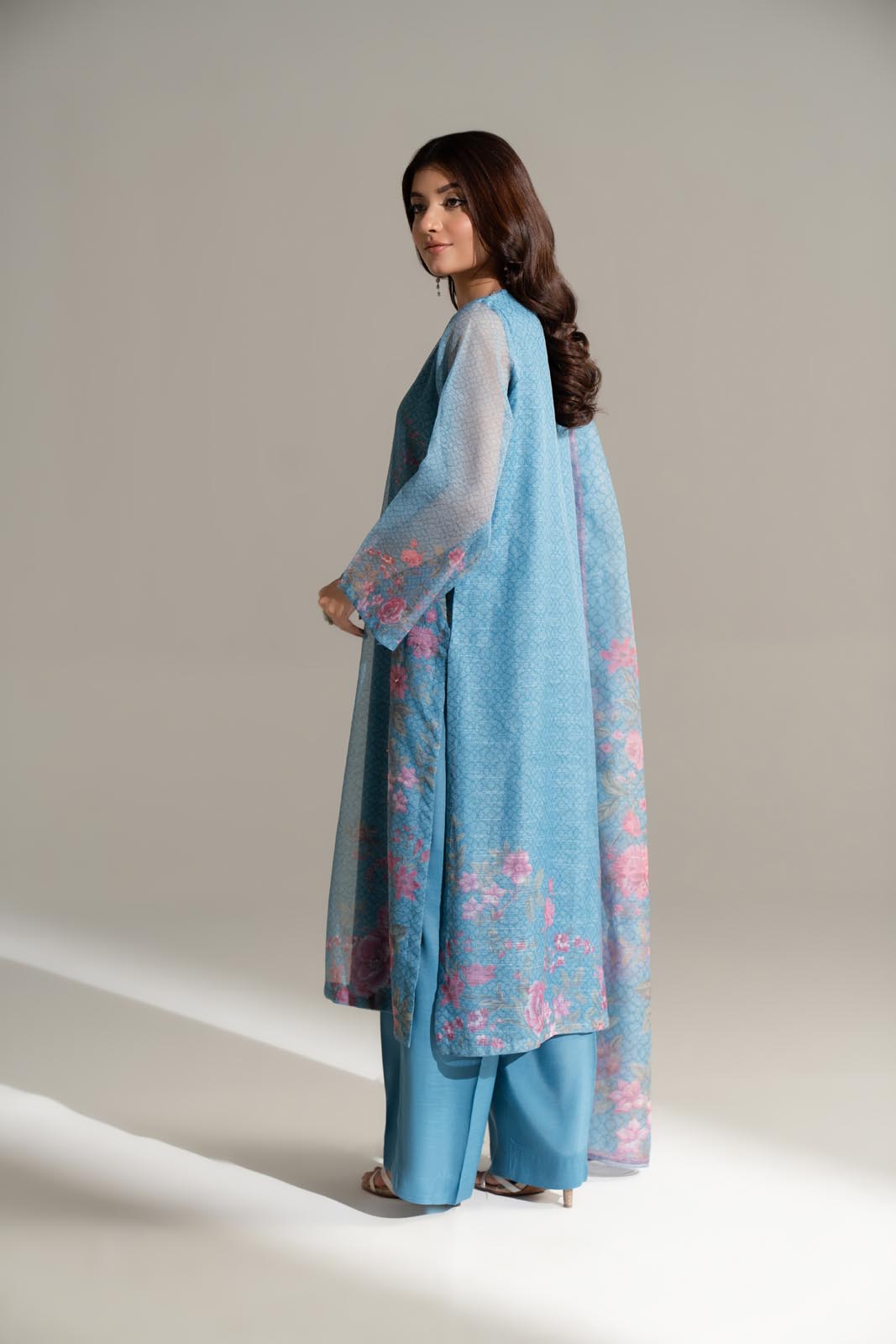 3 Piece Net Printed Printed Suit (FS0156)