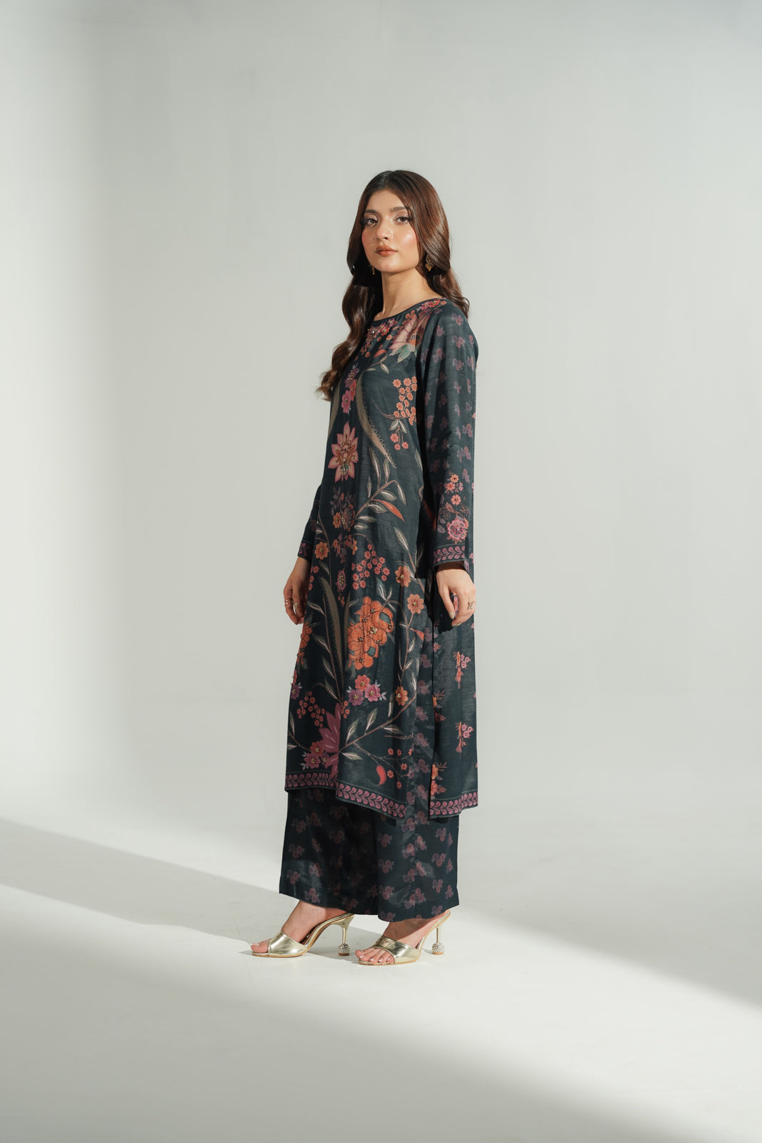 2 Piece Printed Raw Silk Printed Suit (FS0183)