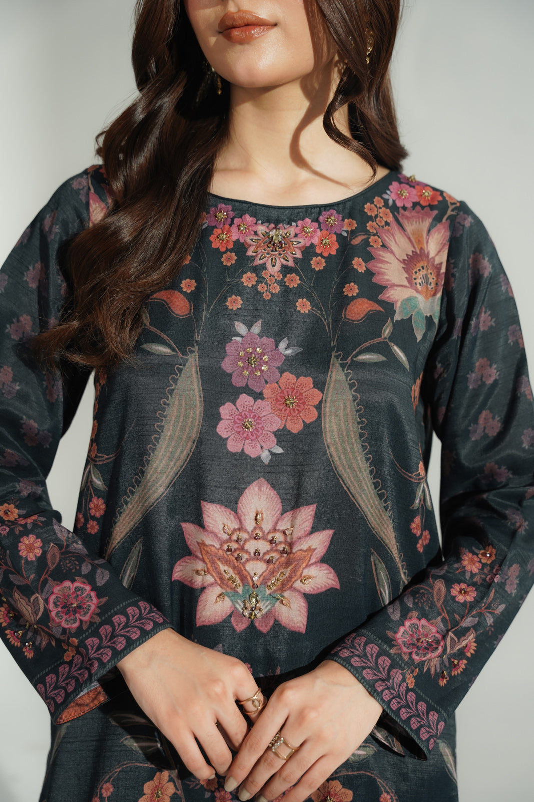 2 Piece Printed Raw Silk Printed Suit (FS0183)