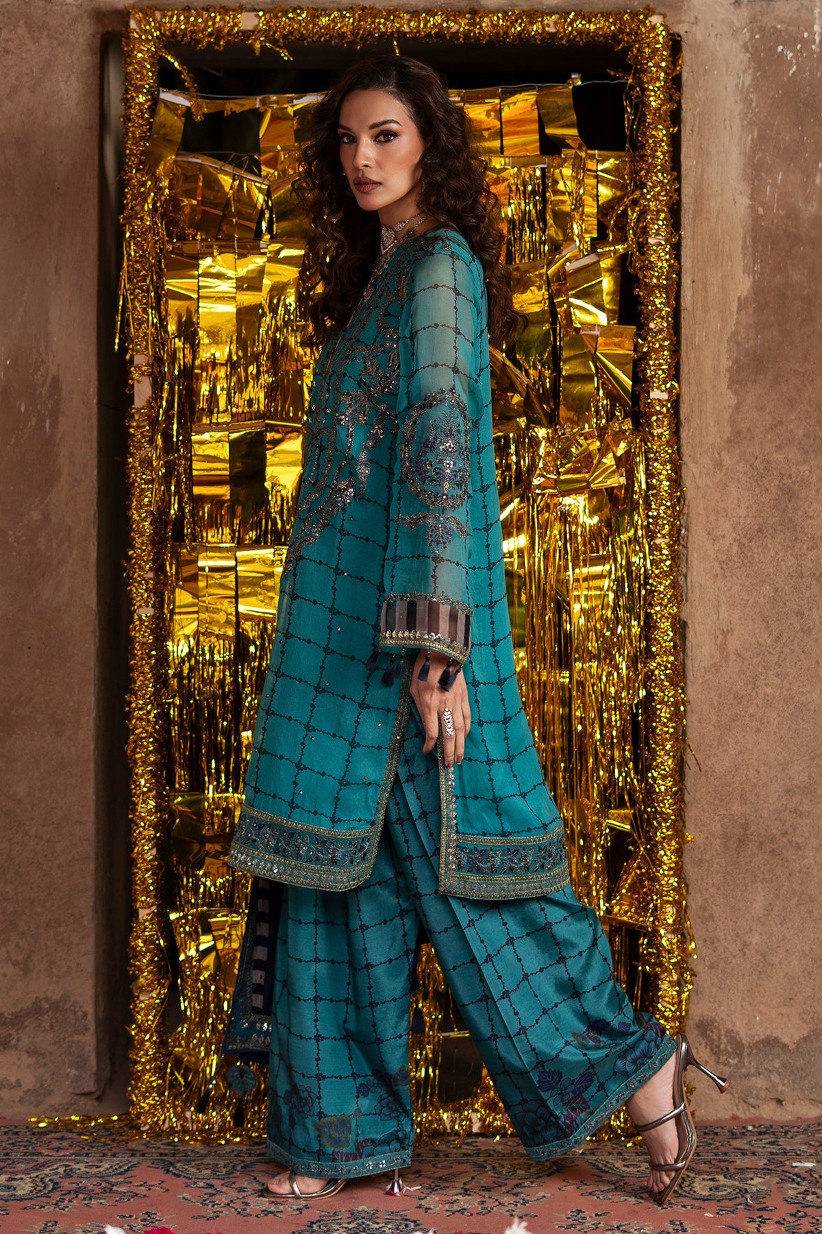 3-pc Unstitched Embroidered Printed Chiffon Collection VSL6-05