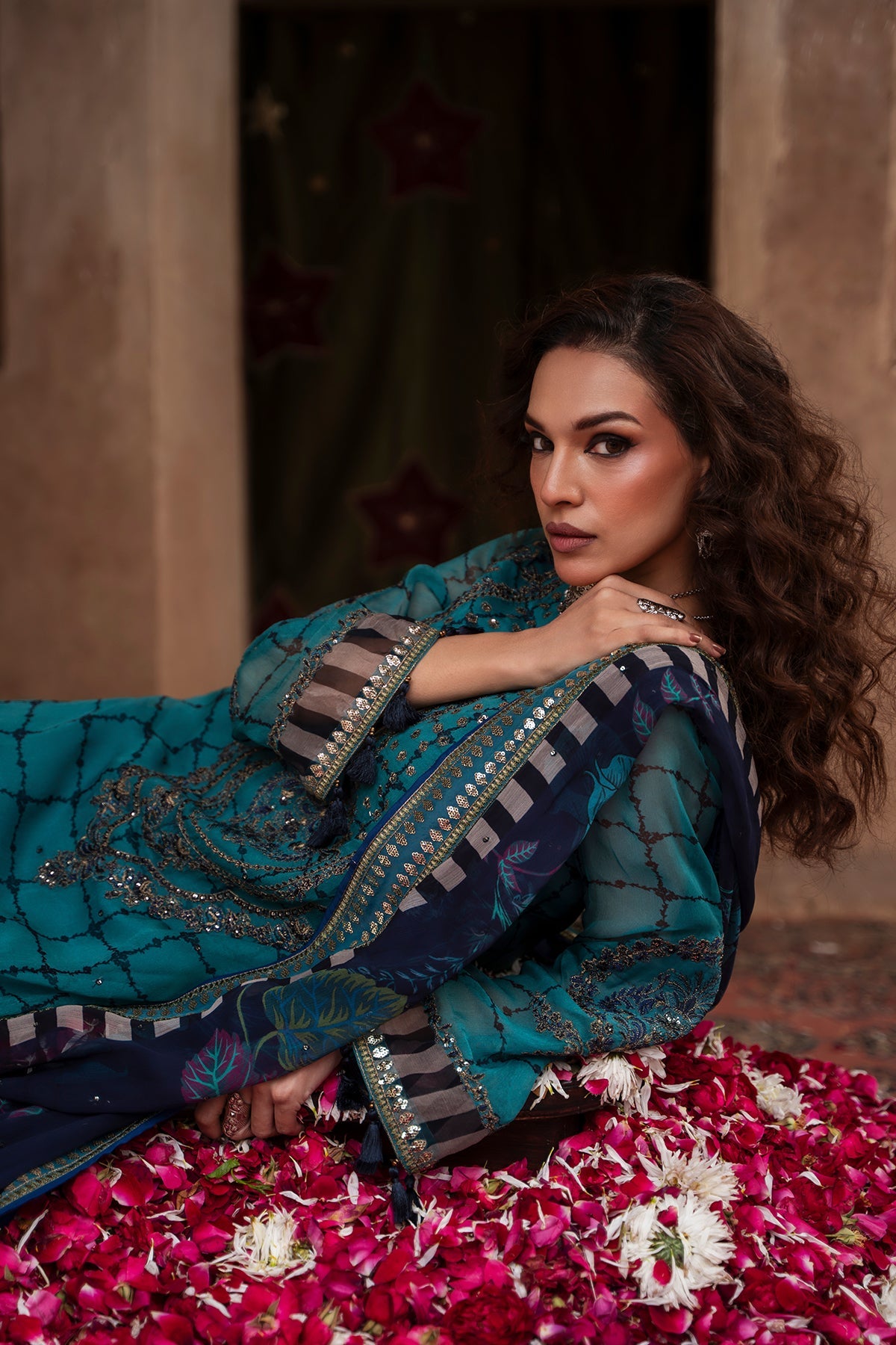 3-pc Unstitched Embroidered Printed Chiffon Collection VSL6-05