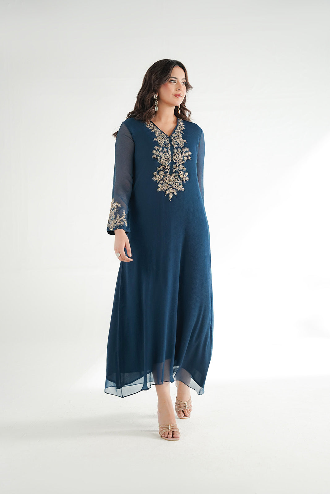 1 Piece Chiffon Embroidered Maxi (FL0211)