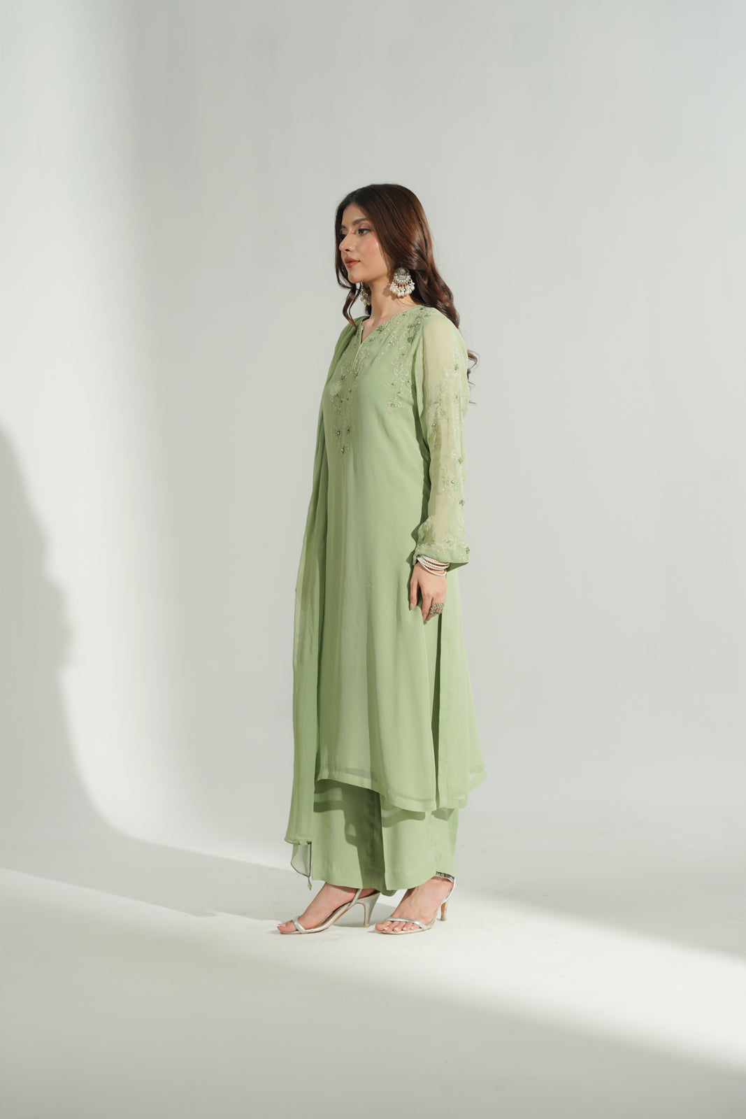 3 Piece Chiffon Embroidered Suit (FS0179)