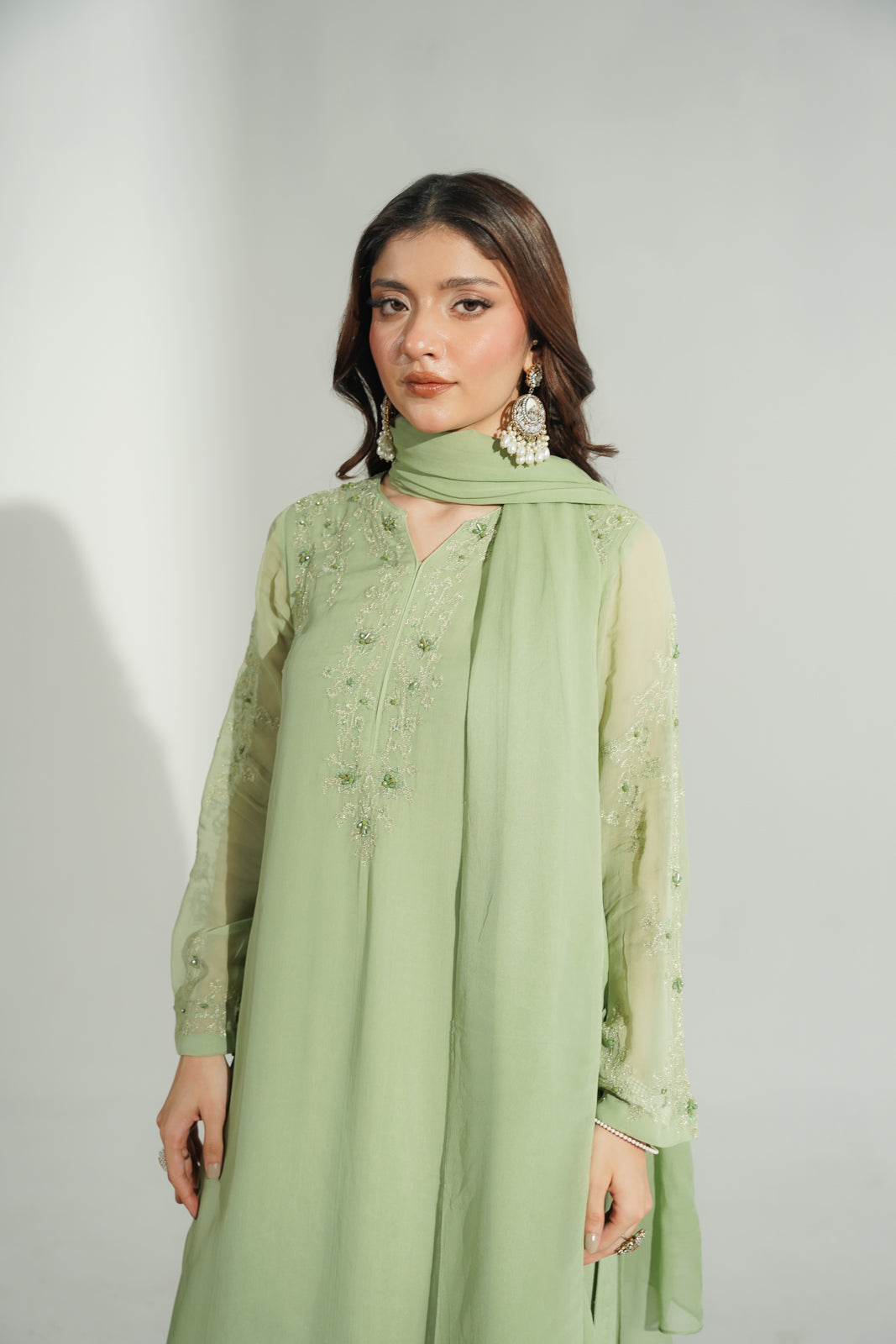 3 Piece Chiffon Embroidered Suit (FS0179)