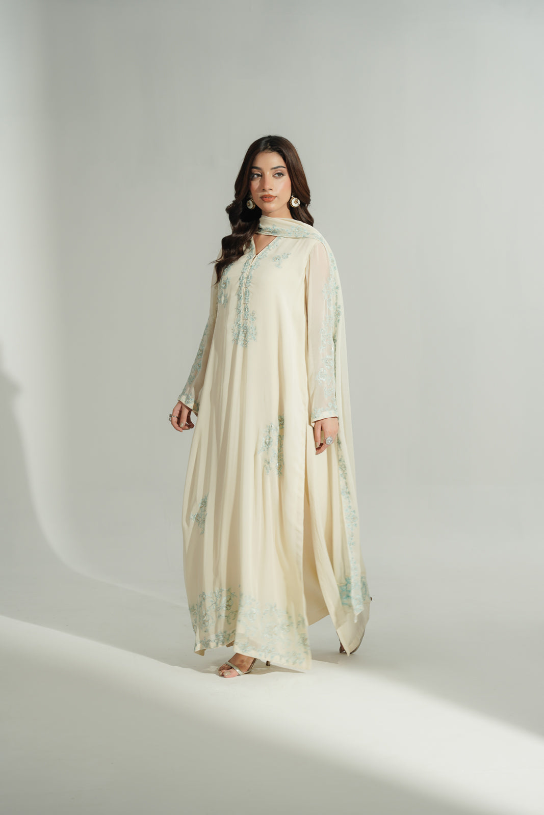 3 Piece Chiffon Embroidered Suit (FL0195)