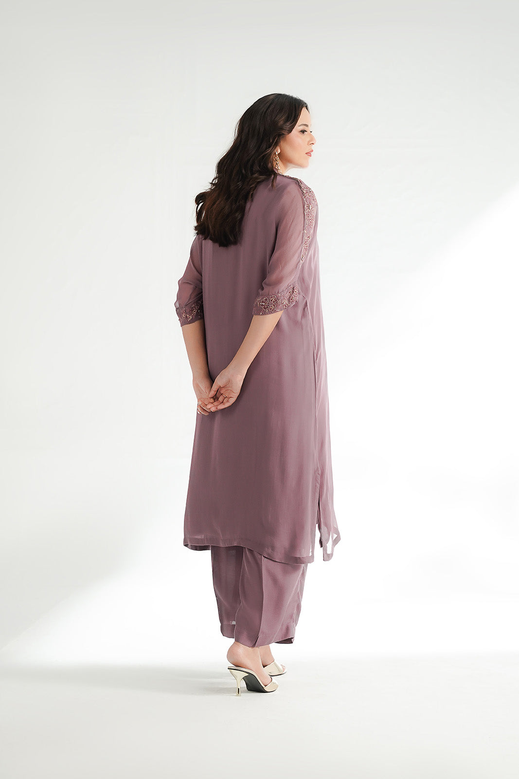 2 Piece Chiffon Embroidered Suit (FL0228)
