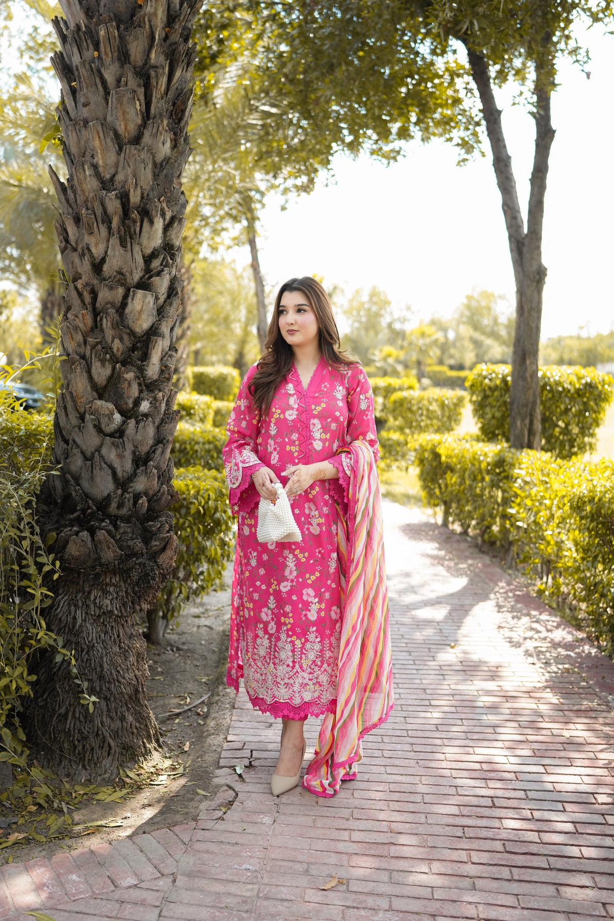 Aneelas Lawn Print Emb 3pc Chiffon Duppata [SPR-26-27-A] [Dispatch Time 2 Months]