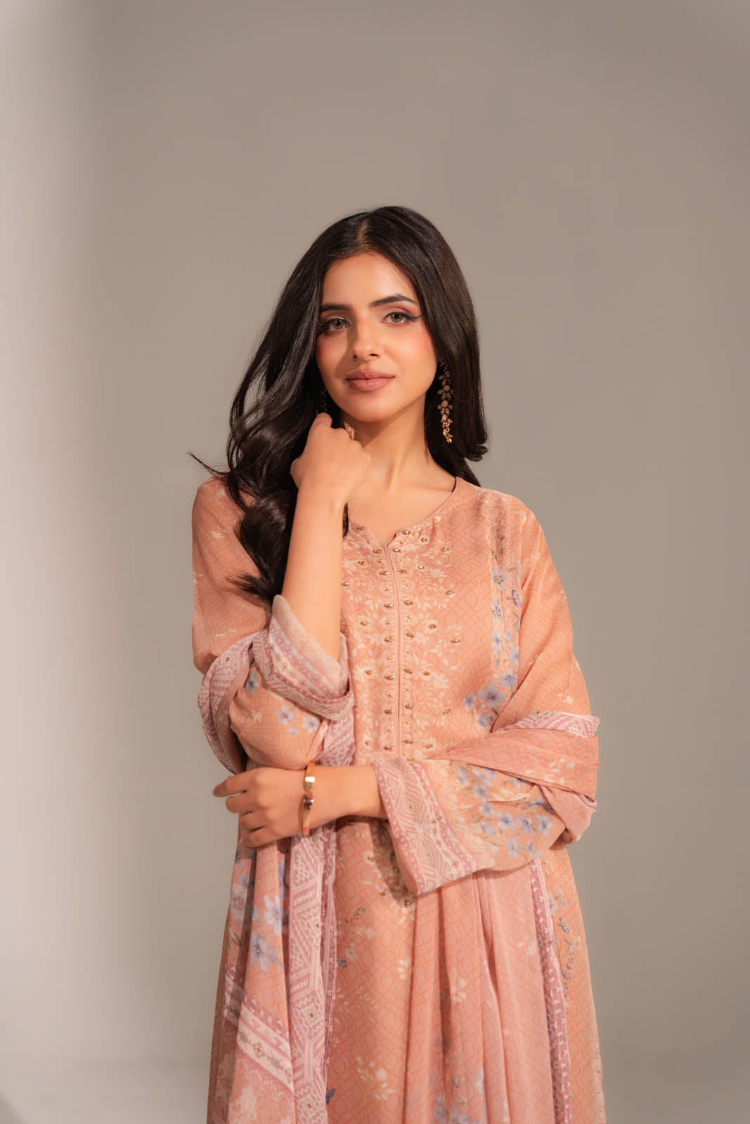 3 Piece Chiffon Printed Suit (FS0123)