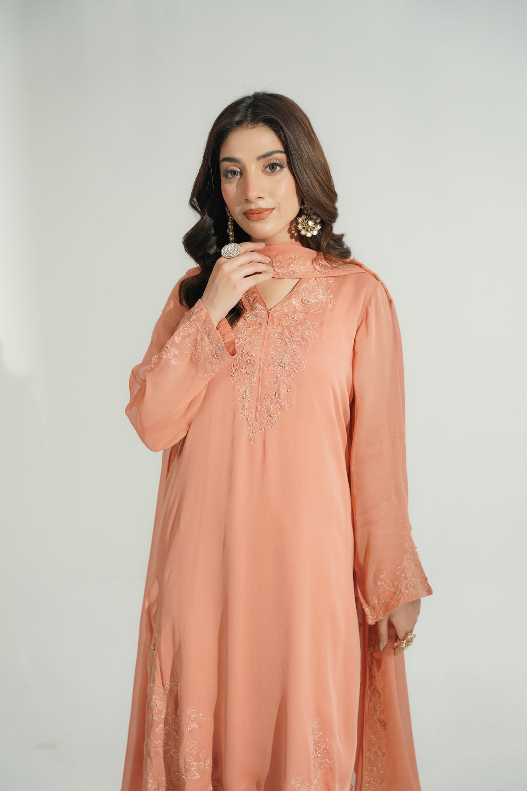 3 Piece Chiffon Embroidered Suit (FL0194)