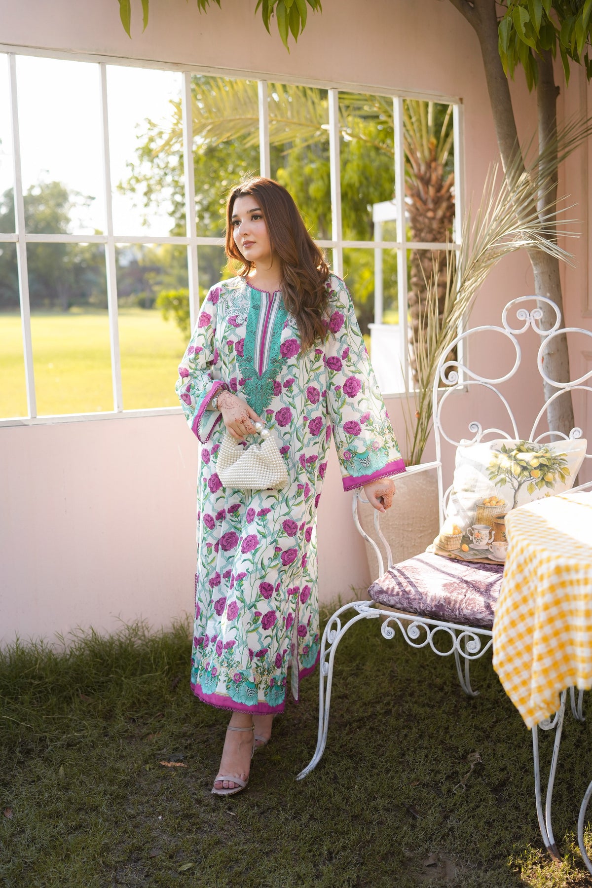 Aneelas Print Kaftan 2pc [SPR-26-32] [Dispatch Time 2.5 Months]