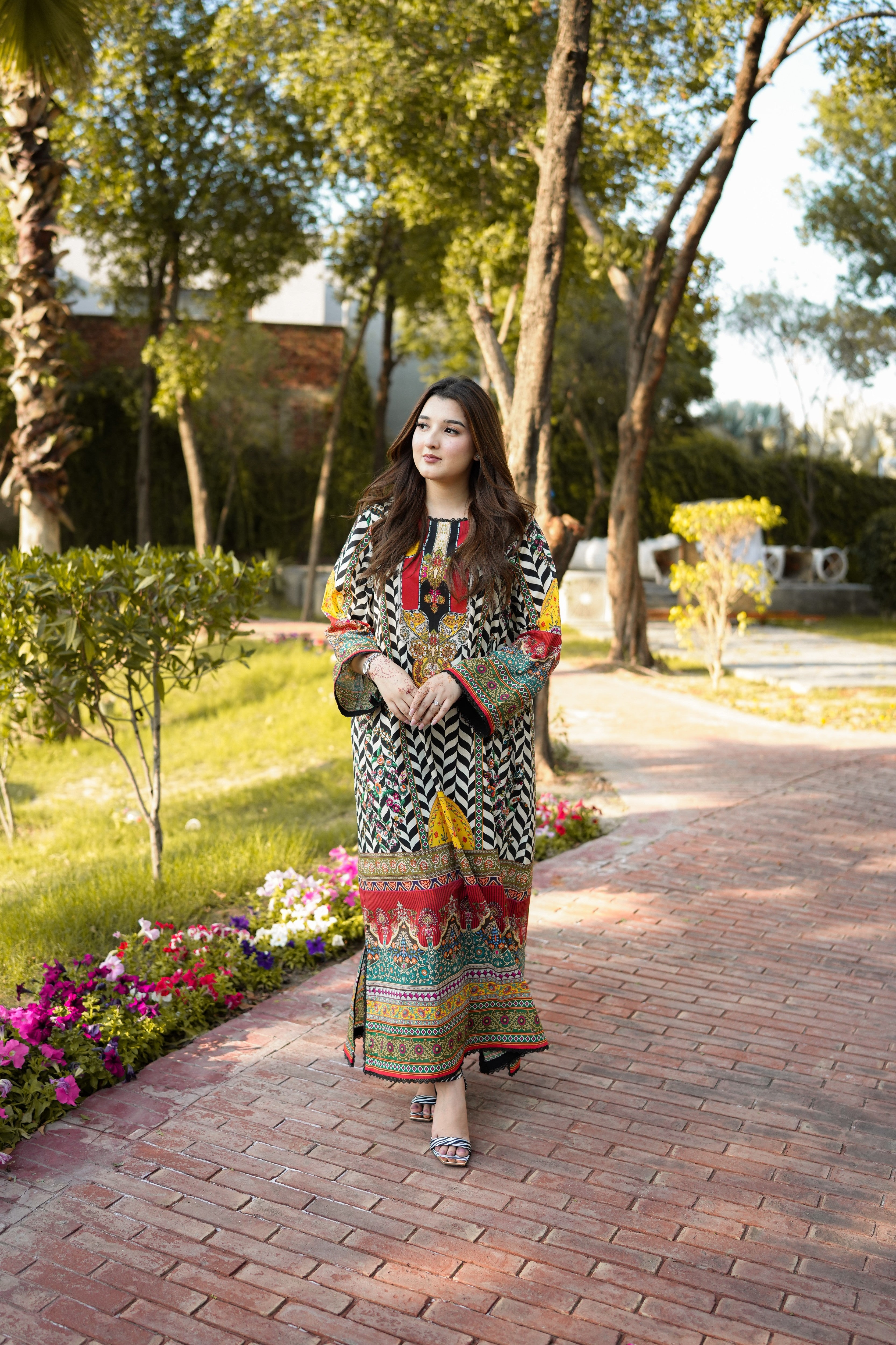 Aneelas Print Kaftan 2pc [SPR-26-31] [Dispatch Time 2.5 Months]