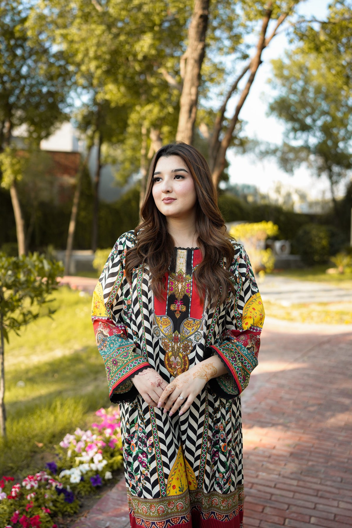 Aneelas Print Kaftan 2pc [SPR-26-31] [Dispatch Time 2.5 Months]